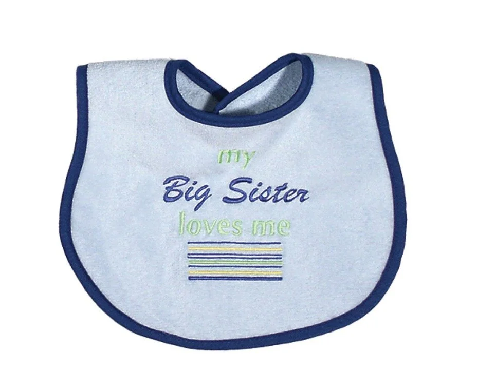 My Big Sister Loves Me Bib-Blue