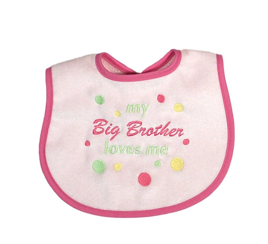 My Big Brother Loves Me Bib-Pink
