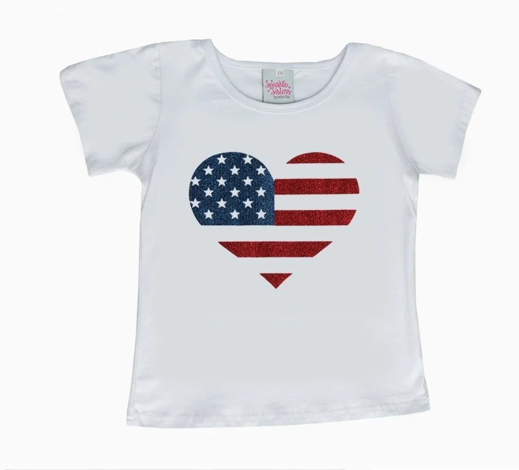 Sparkle Sisters | Flag Heart Tee