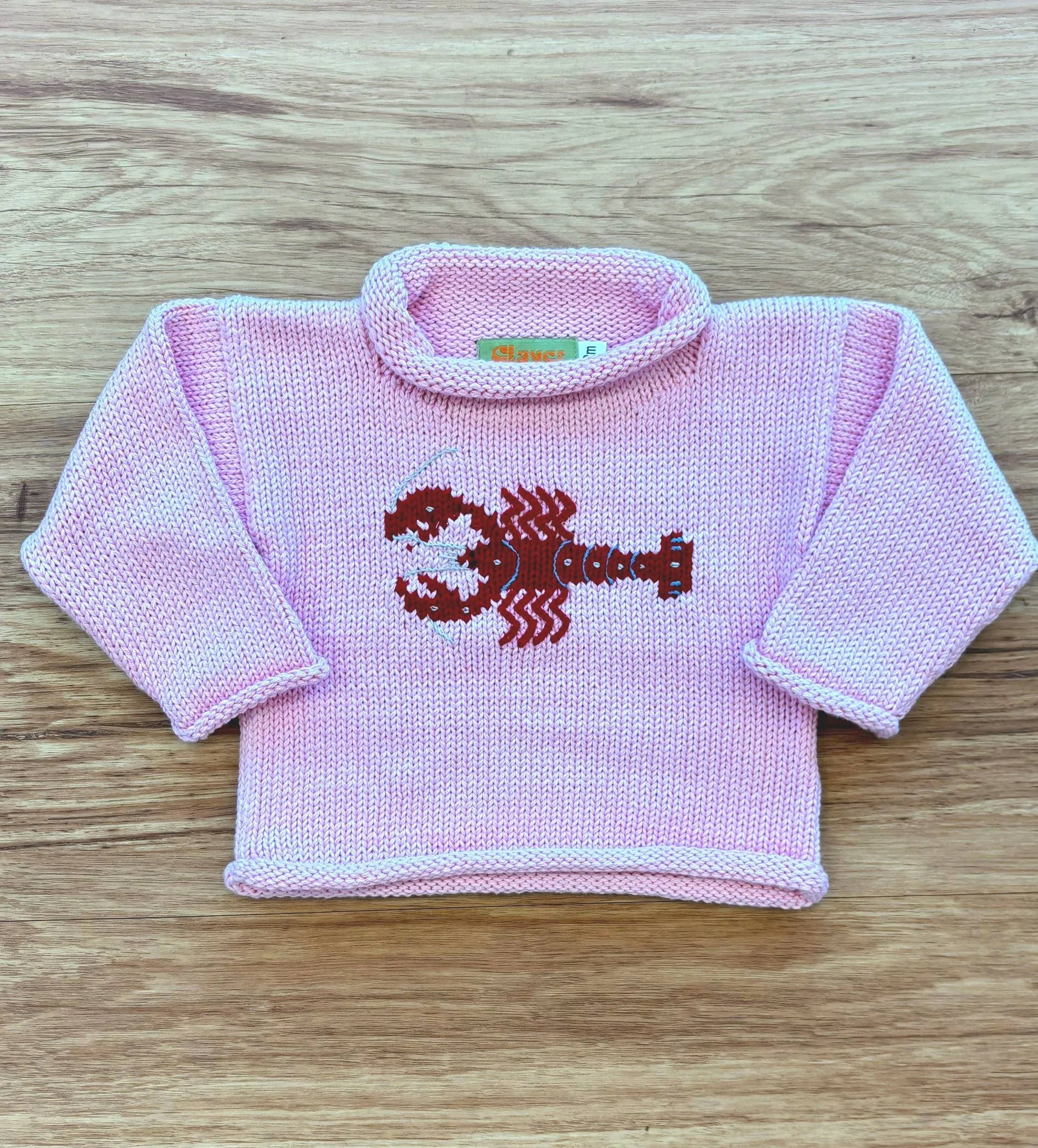 Claver | Pink Lobster Roll Neck Sweater