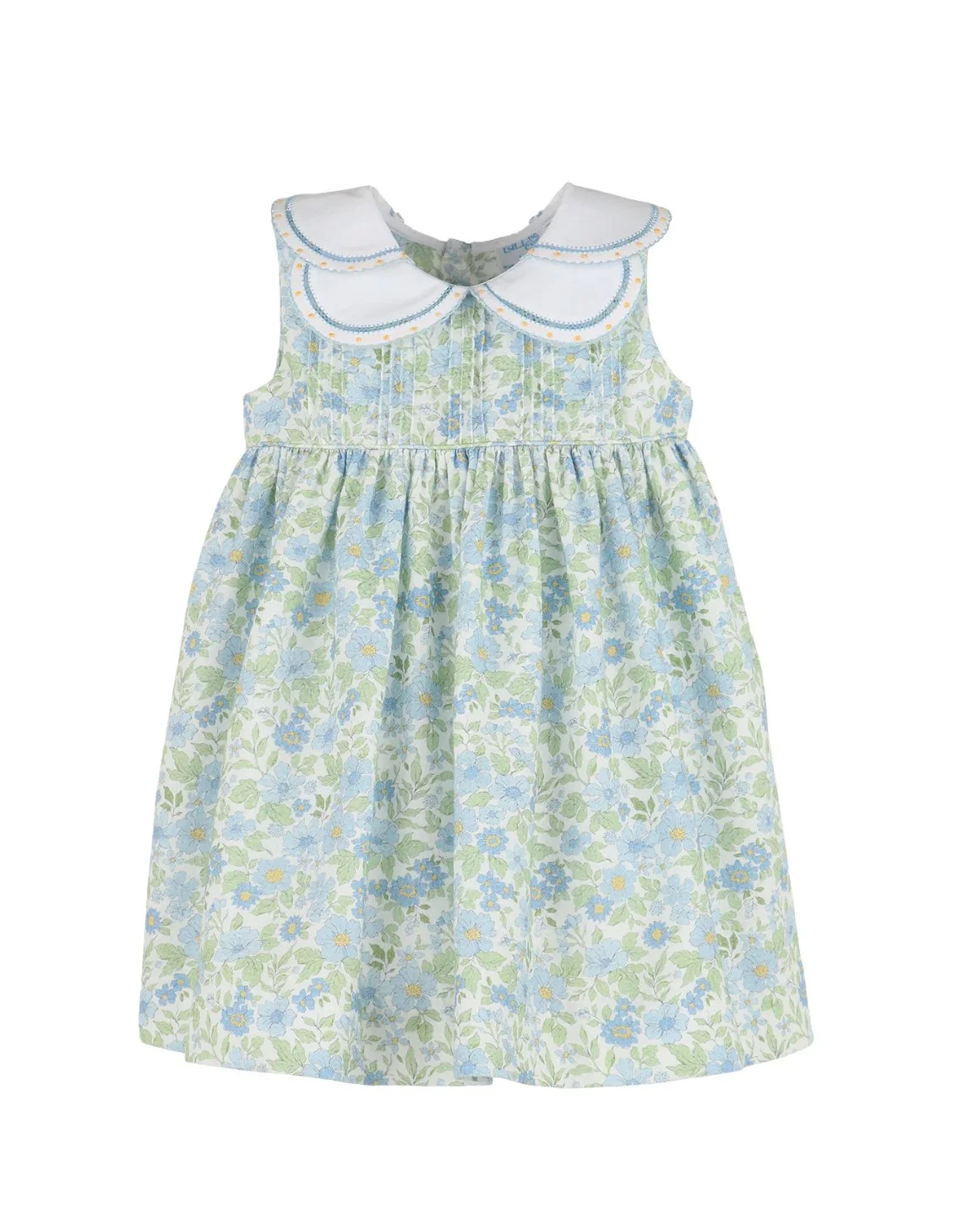 Luli & Me | Blue Green Floral Petal Collar Dress  Children's Boutique | Kid and Kaboodle