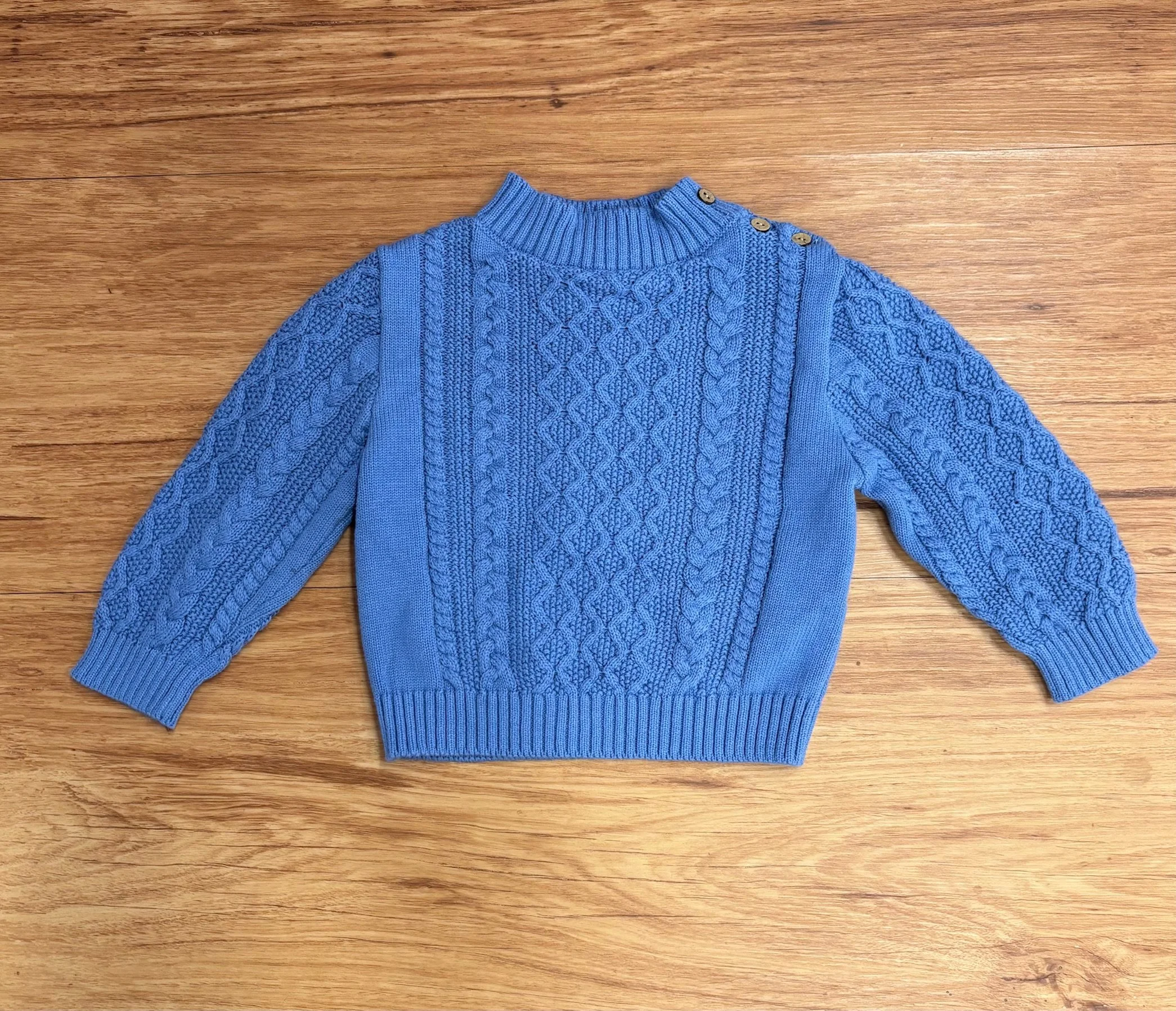 Carriage Boutique | Blue Fisherman Knit Pullover Sweater