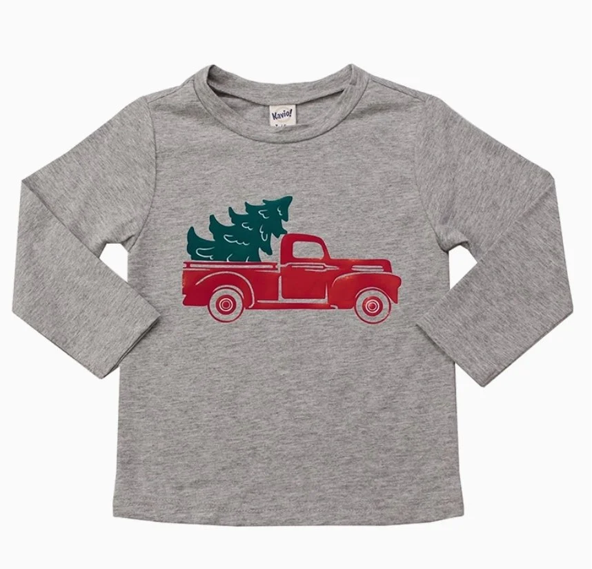 Christmas Truck Tee Gray