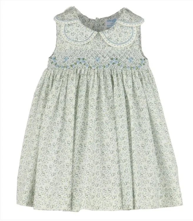 Luli & Me | Blue Tea Roses Petal Collar Dress