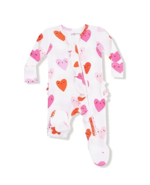 Angel Dear | Happy Hearts Ruffle Zipper Footie