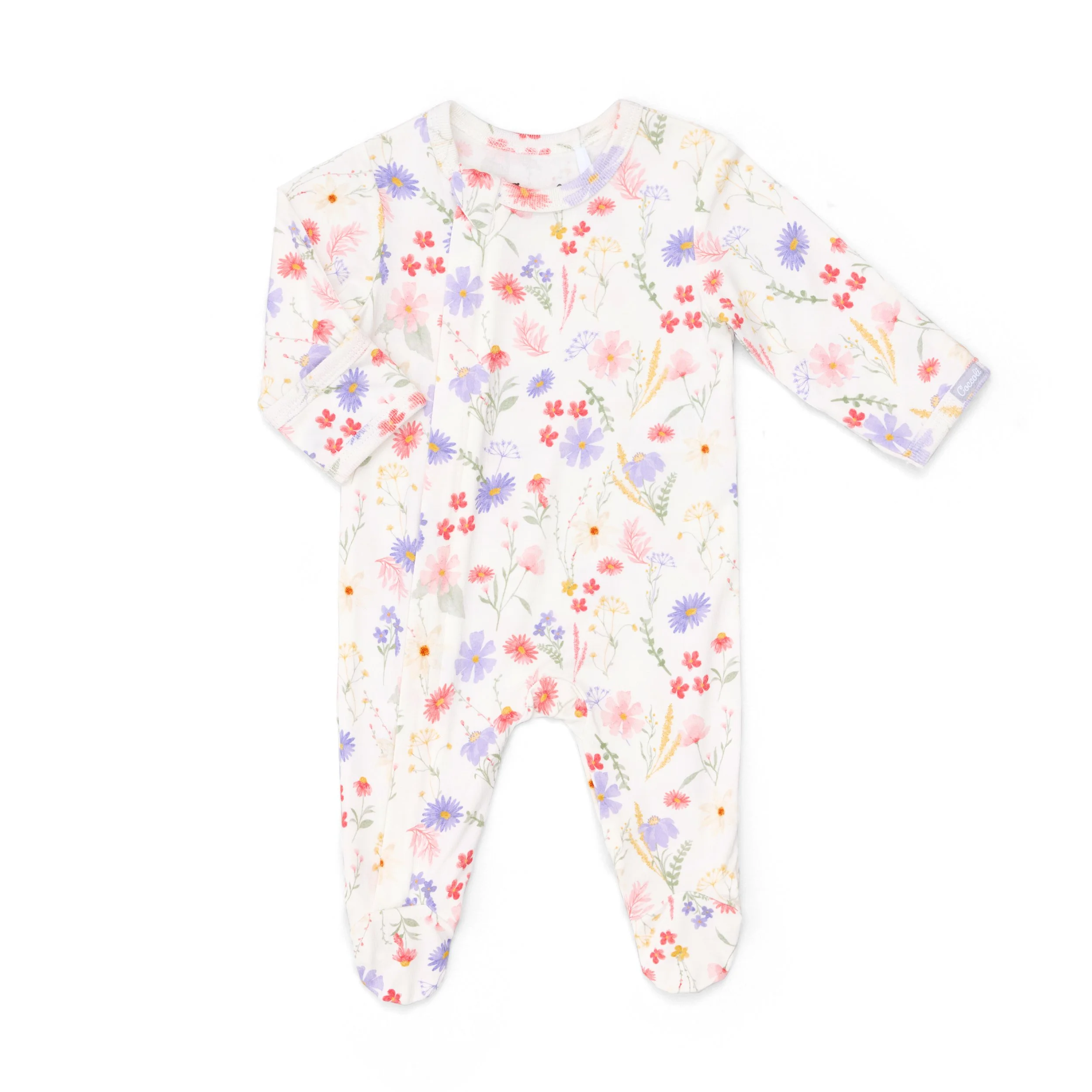 Coccoli | Flowers on Cream Modal Zipper Footie