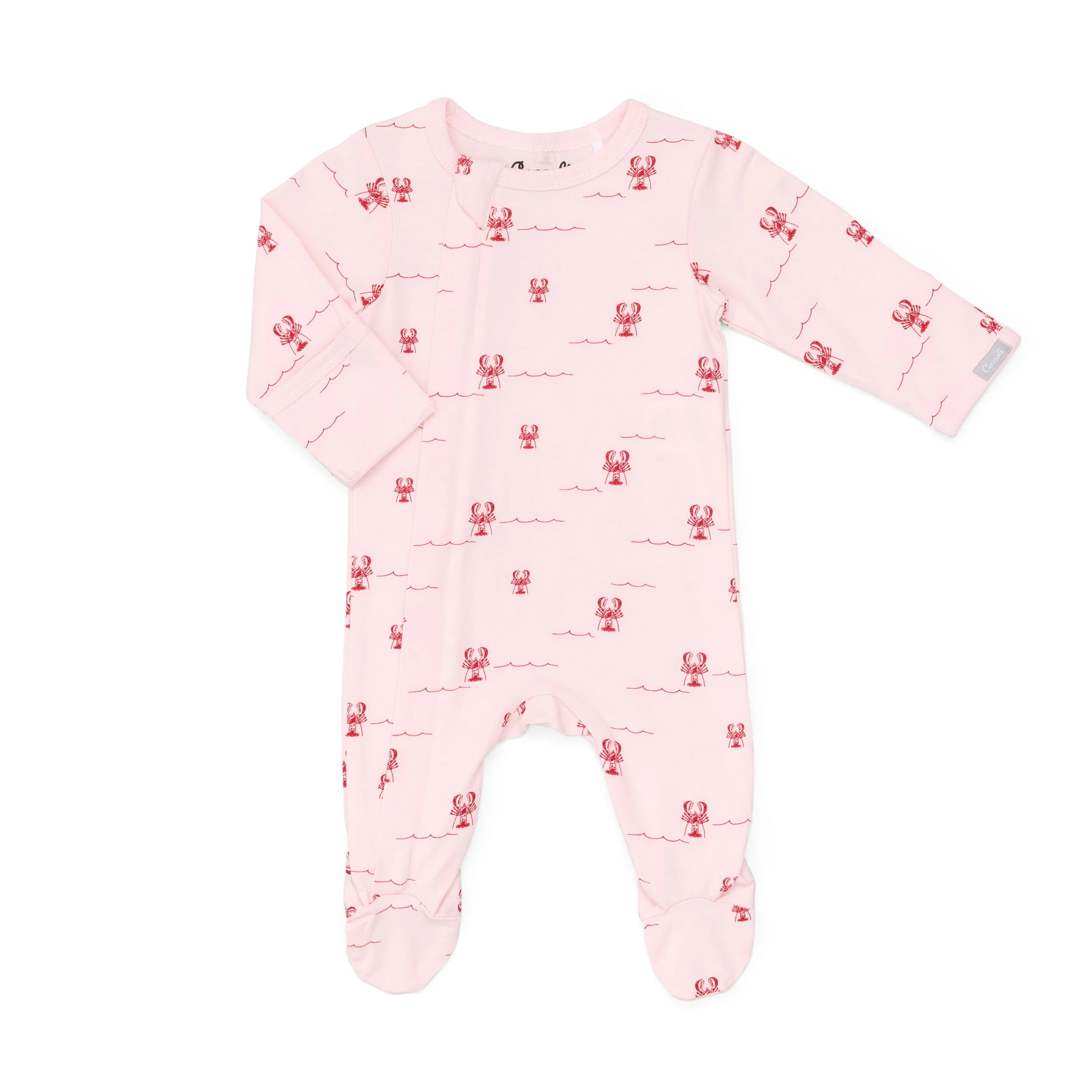Coccoli | Lobsters on Pink Cotton-Modal Footie