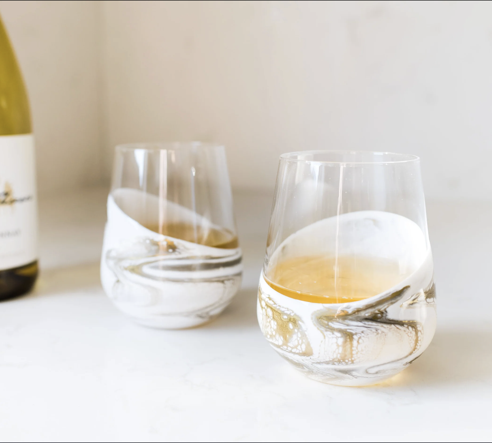 Lynn & Liana Gold Quartz Stemless Wine Glasses (Set of 2)