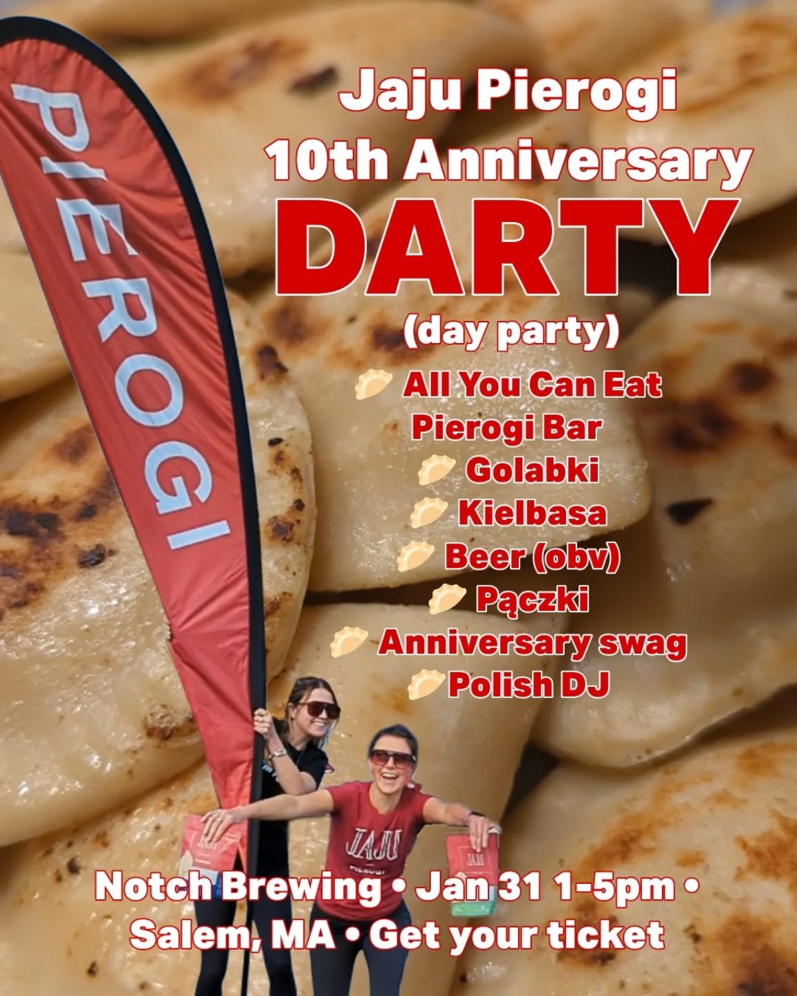 Y'all we're TEN this month and we're throwing a DARTY (for those non millennials among us, that's a a day party!!). January 31 from 1-5pm at @notchbrewing, we'll have all you can eat pierogi, plus servings of kielbasa, golabki, pączki, beer (duh), an