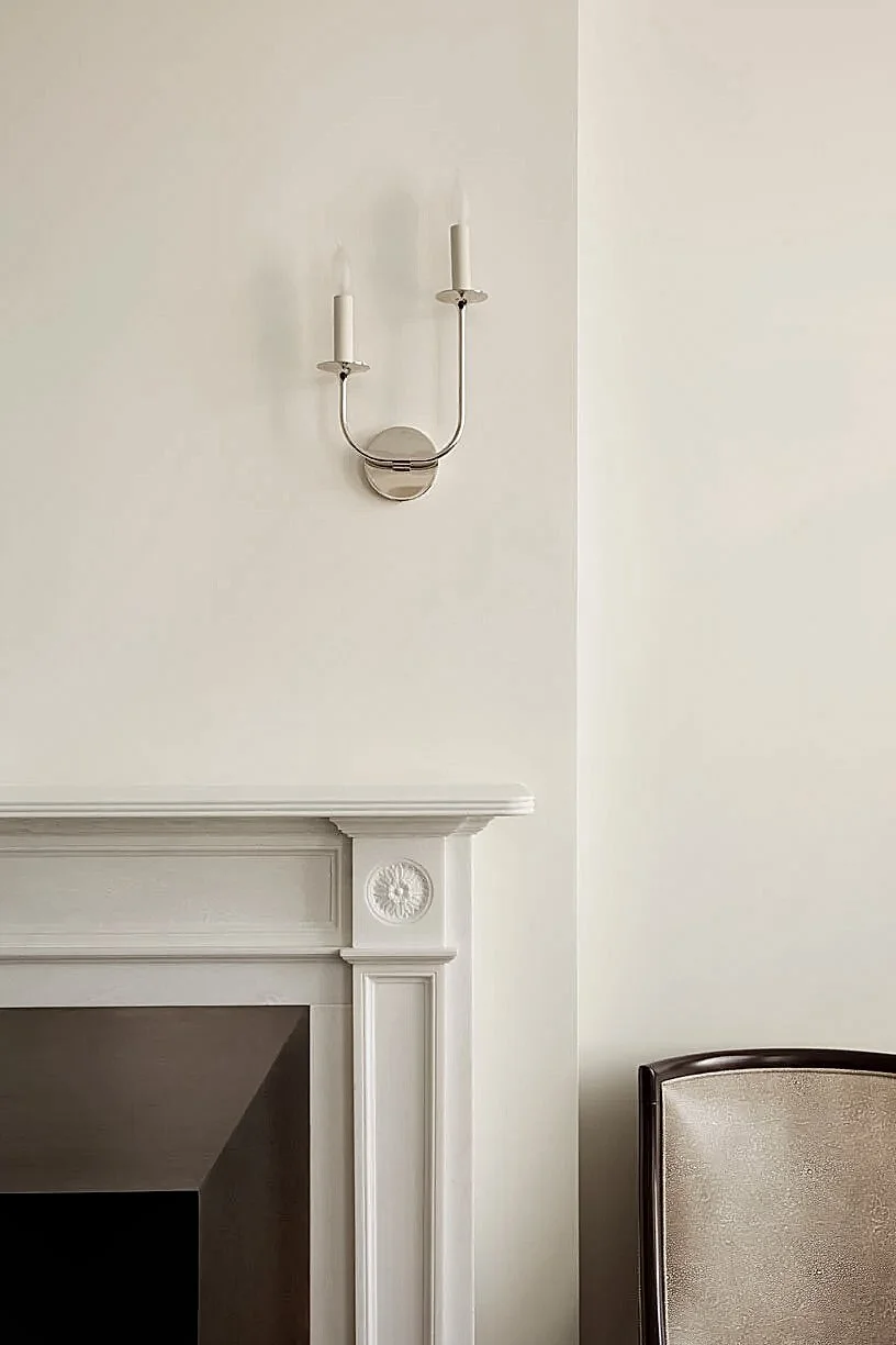 Sconce and fireplace