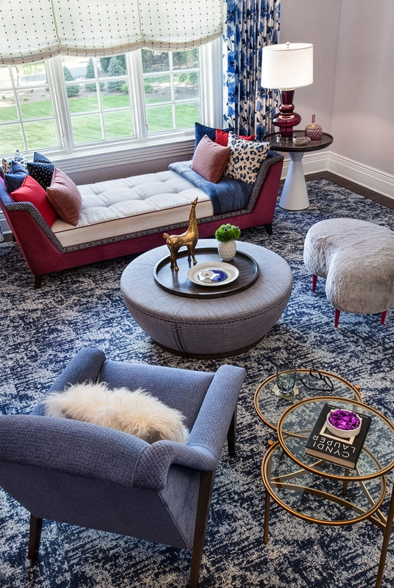 living area with chaise, chair and side tables