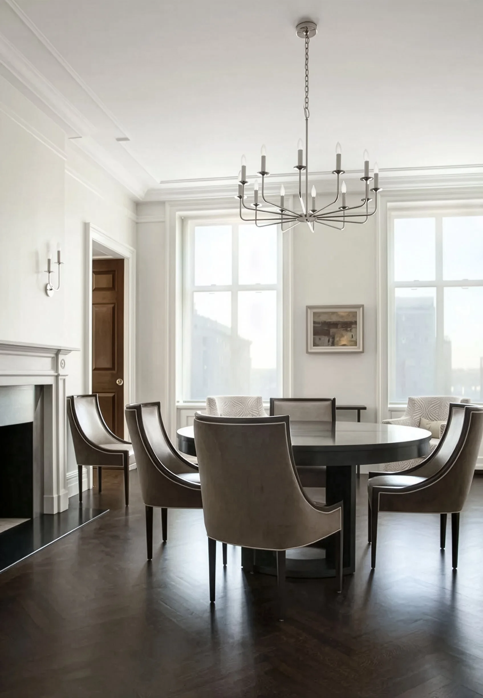 Dining table with chair around it