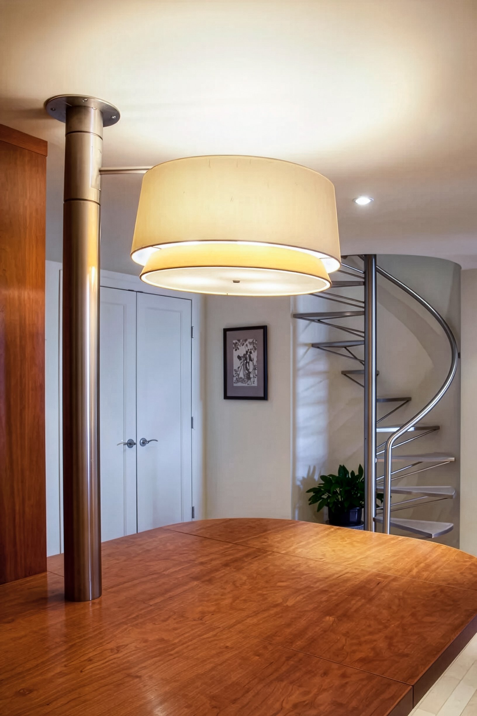 Lamp with stairs behind