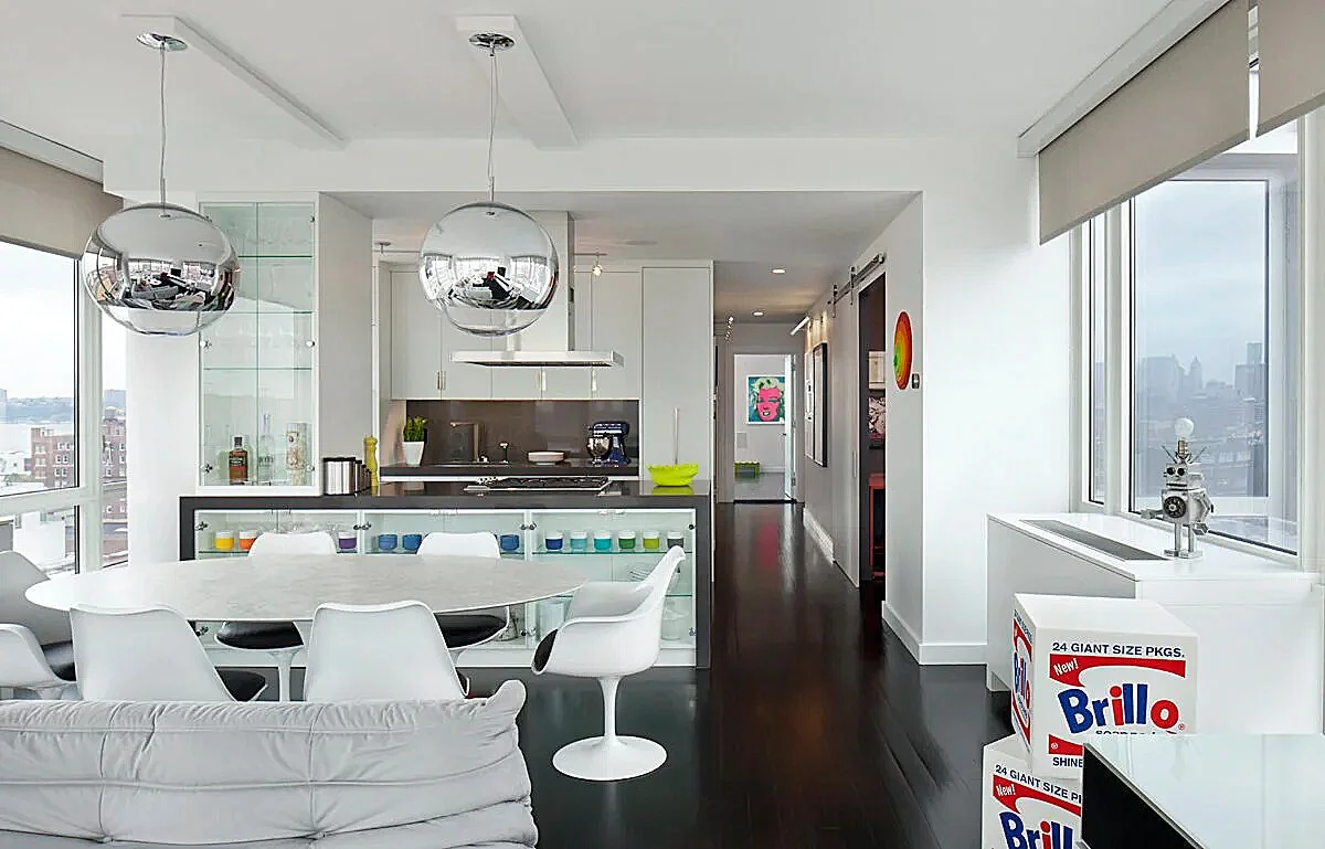 White apartment kitchen view