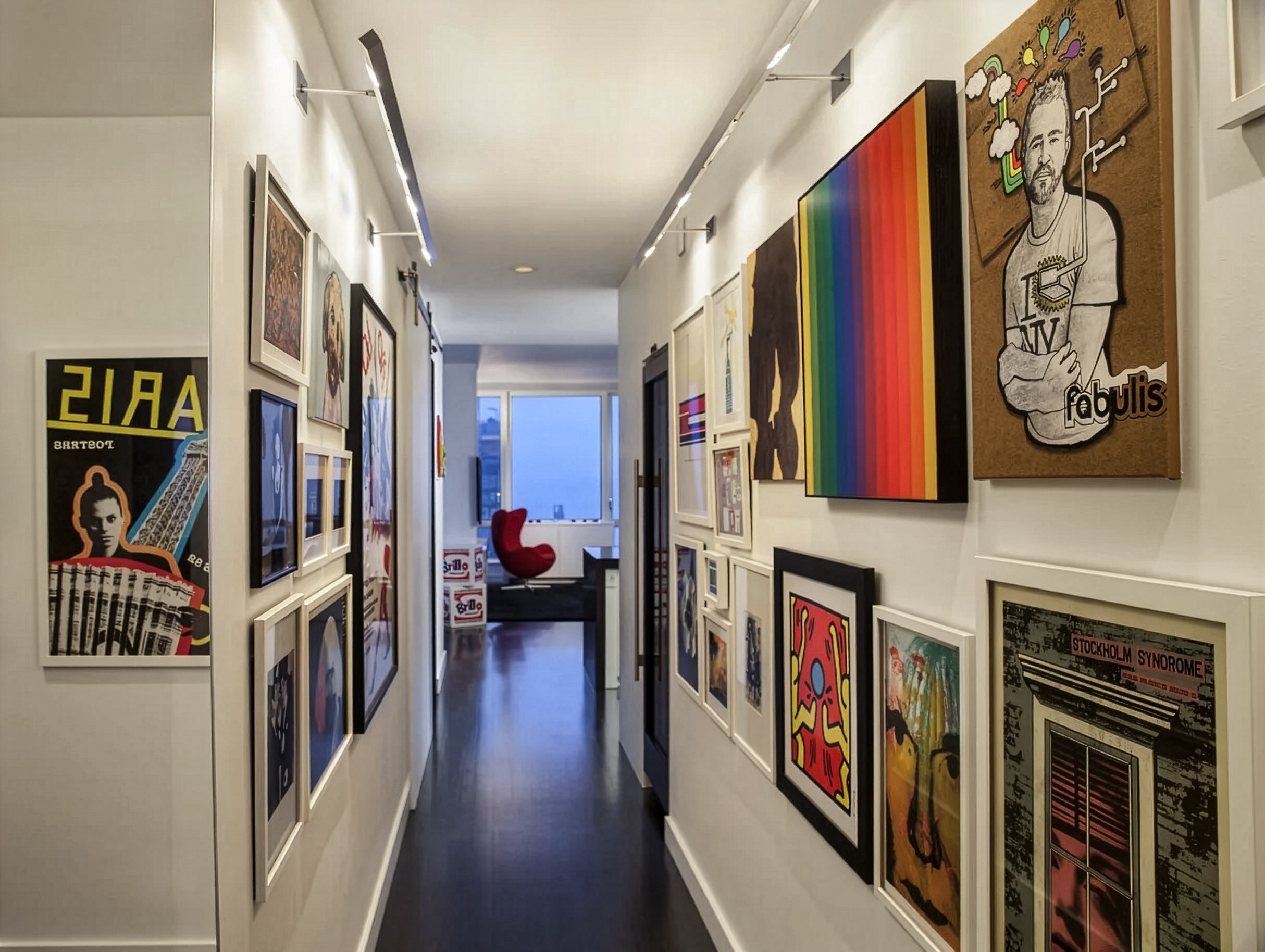 hallway with art