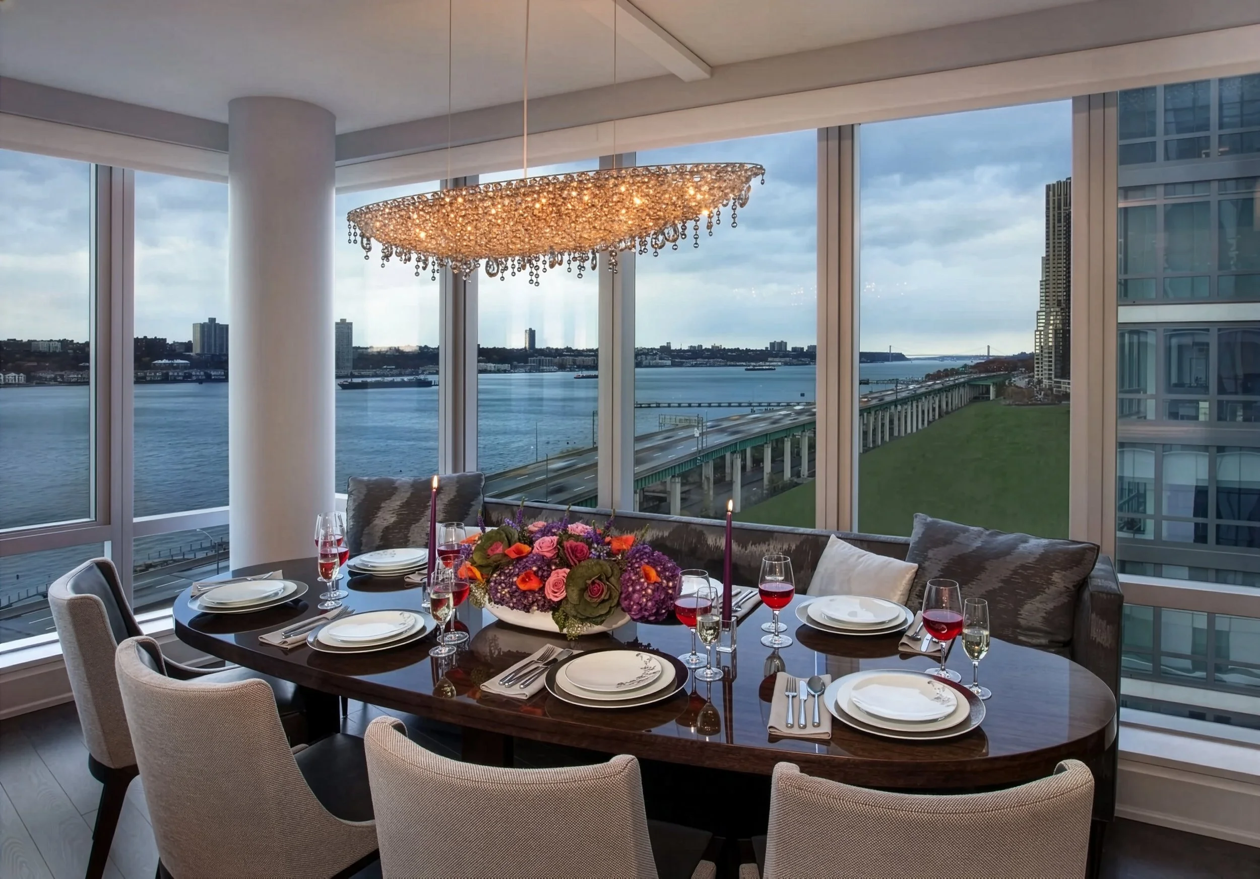 Dining table with river view