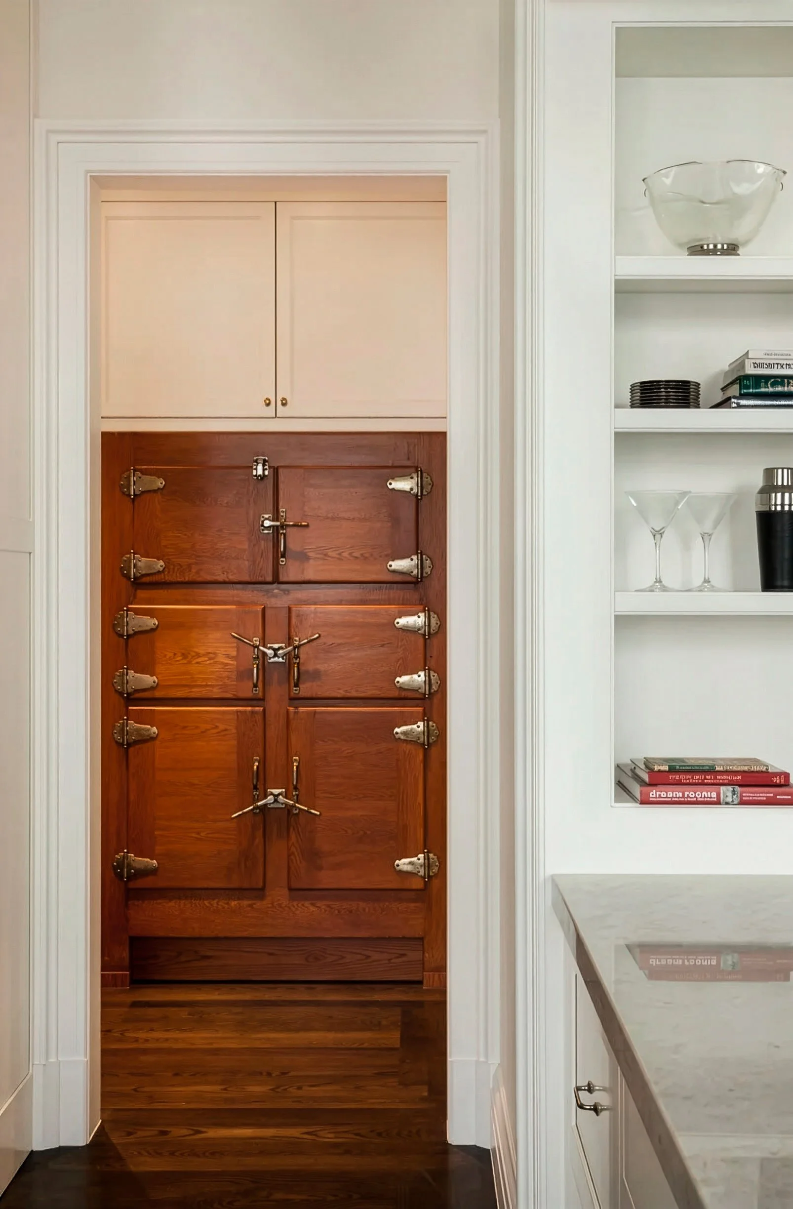 looking into pantry and cabinets