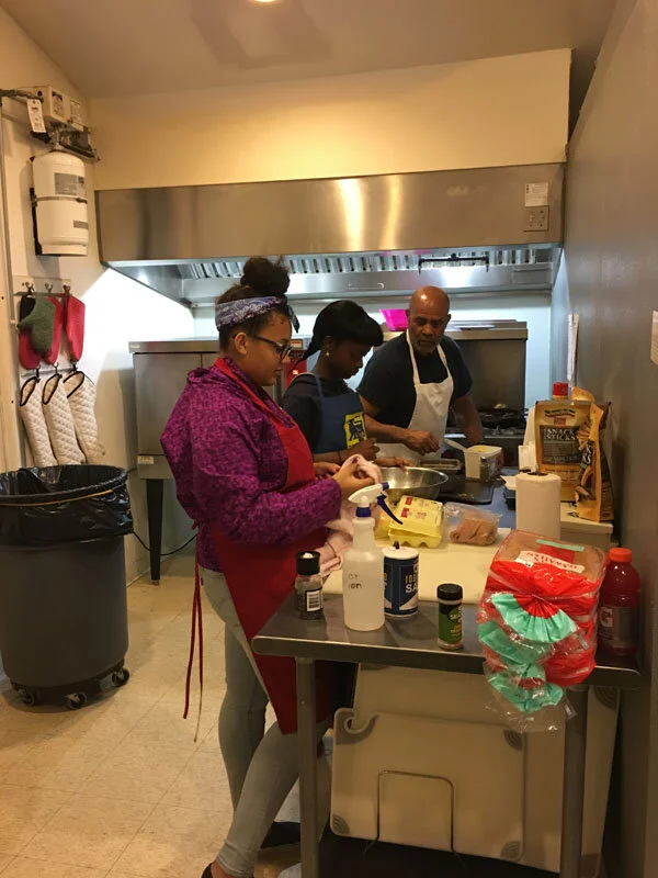 Serving at the local soup kitchen