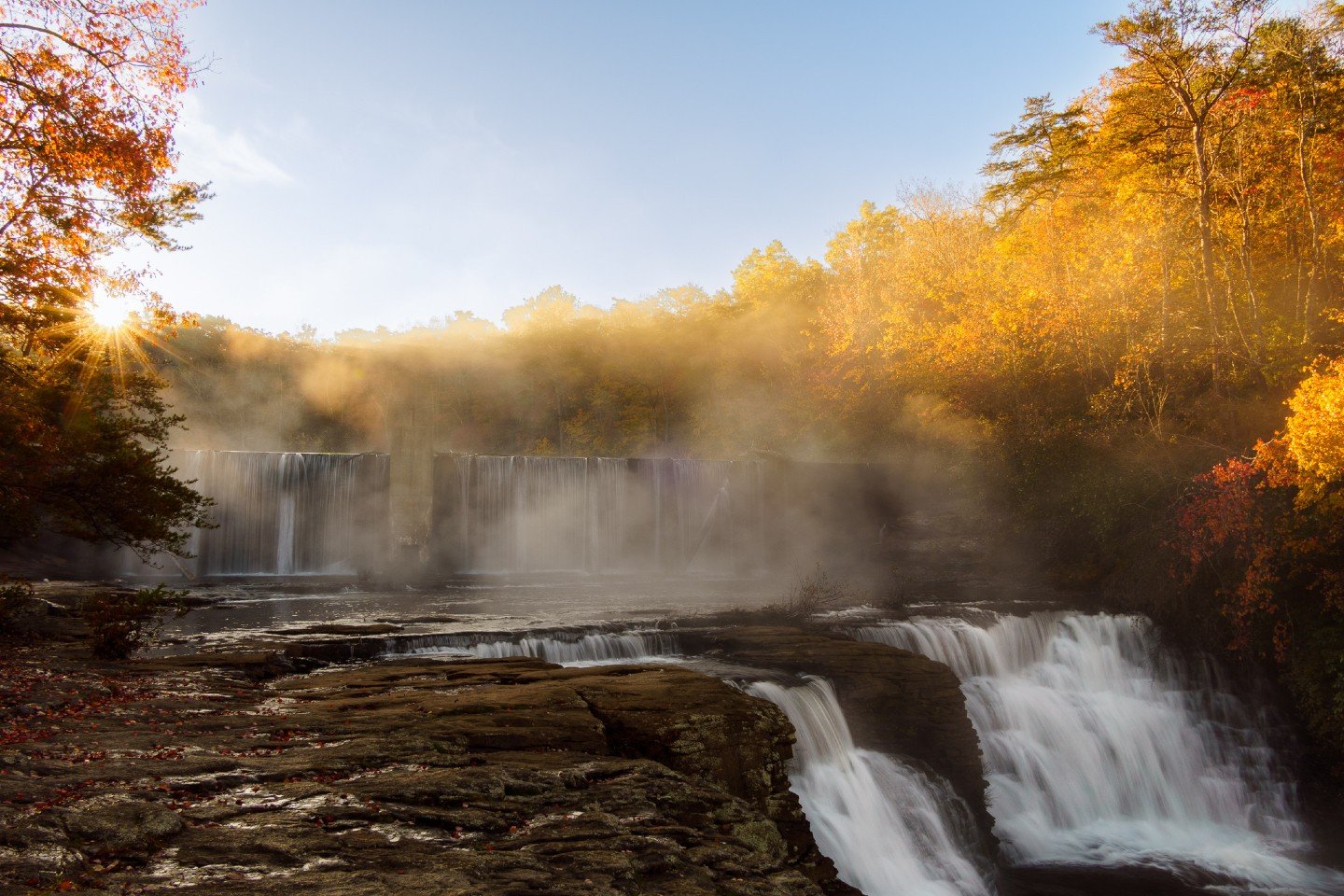 Oh, to be back in this magical moment at DeSoto Falls in Northeast Alabama during peak autumn! 🍂 The way the sun broke through the misty air, lighting up those vibrant fall colors, was just unforgettable.  Nature truly puts on a show here!

Have you