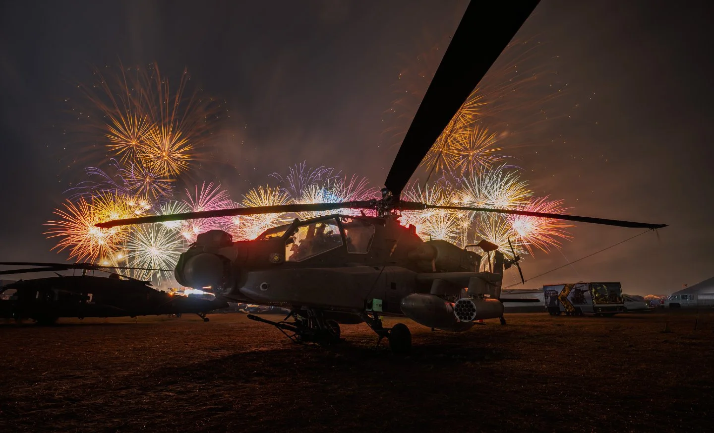 I&rsquo;ve been to Sun 'n Fun twice now, and both times the final night featured the two best fireworks displays I have ever seen. 🎆

Last year, I captured the show with one of the classic warbirds in the foreground, so this year I thought I&rsquo;d