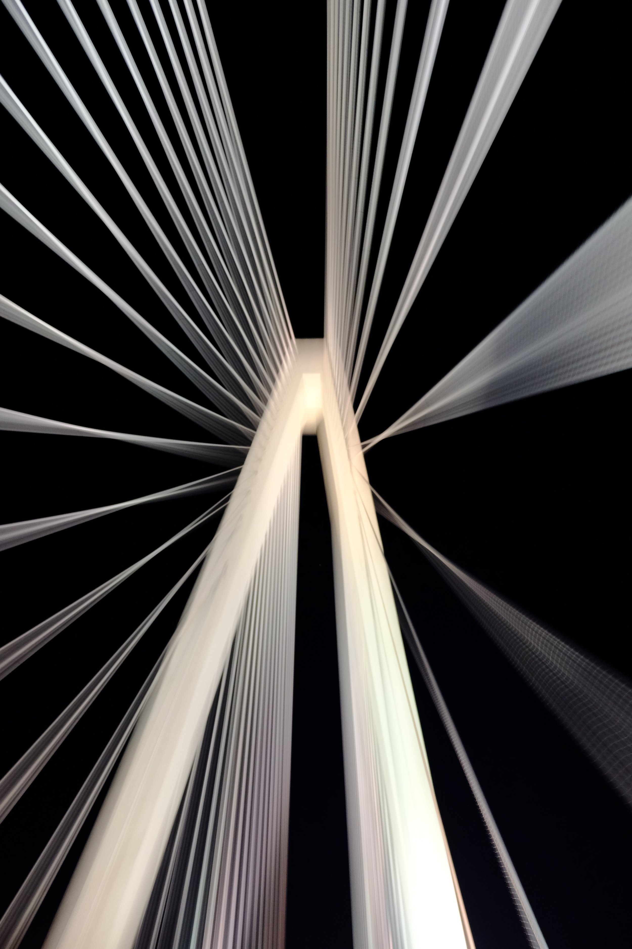 Bridge Tower and Cables at Night