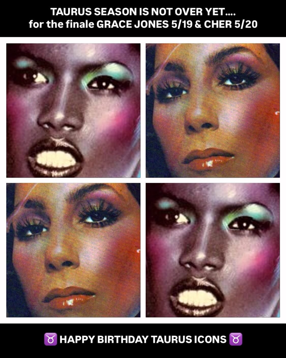 TAURUS BDAY ICONS- 👯‼️We are #foreverobsessed  with this legendary #TaurusSeason finale ♉️♉️

Leave a ❤️❤️ in the comments if you are as inspired by #GRACEJONES and #CHER as we are over here at #SpellboundSky ♉️♉️