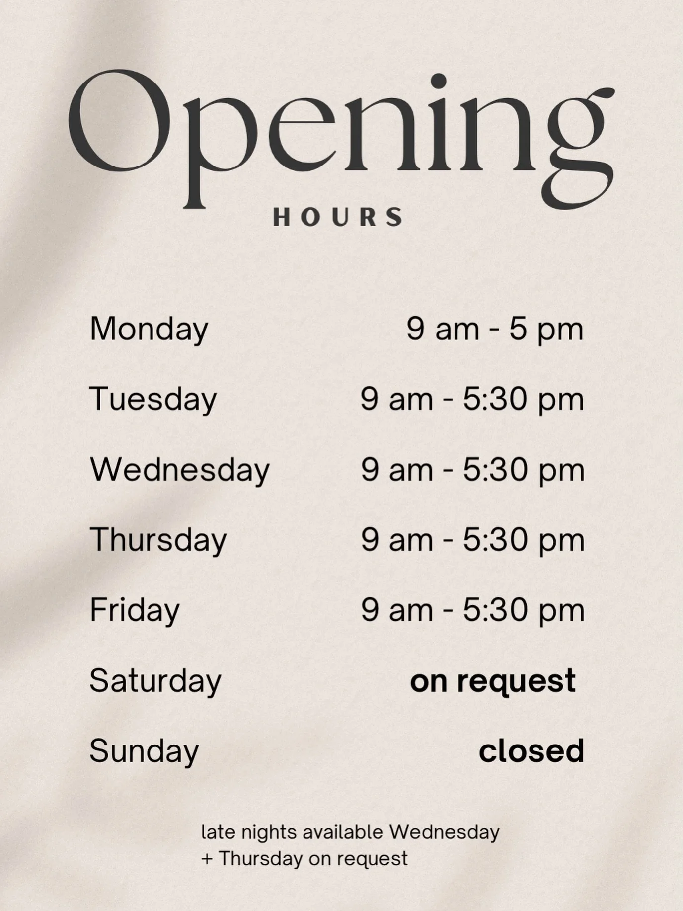 Current opening hours 🫶🏼 you can book your place with us online 24/7 x