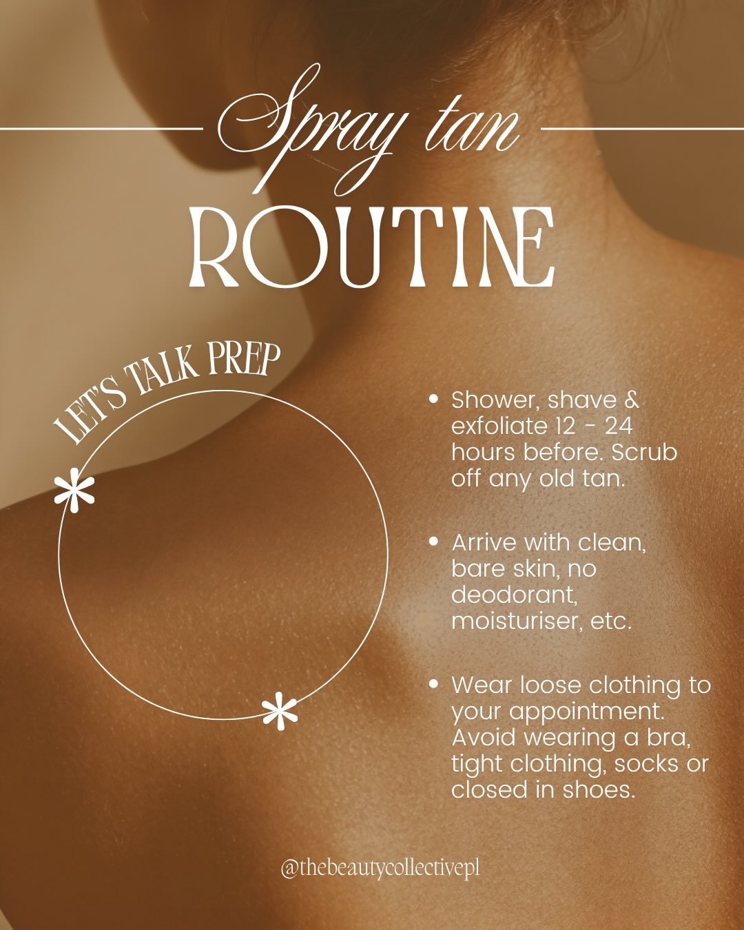 Our guide to a perfect spray tan 🤎✨ Book in with us for your next glow xo