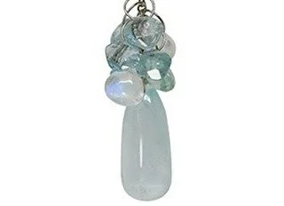 Aquamarine is the soft and watery gem most associated with March. This pendant combines smooth &amp; faceted Aquamarine and smooth rainbow moonstones on 14k white gold. Keep that throat chakra flowing! 💎🤍🩵
Also our March calendar for your visual p