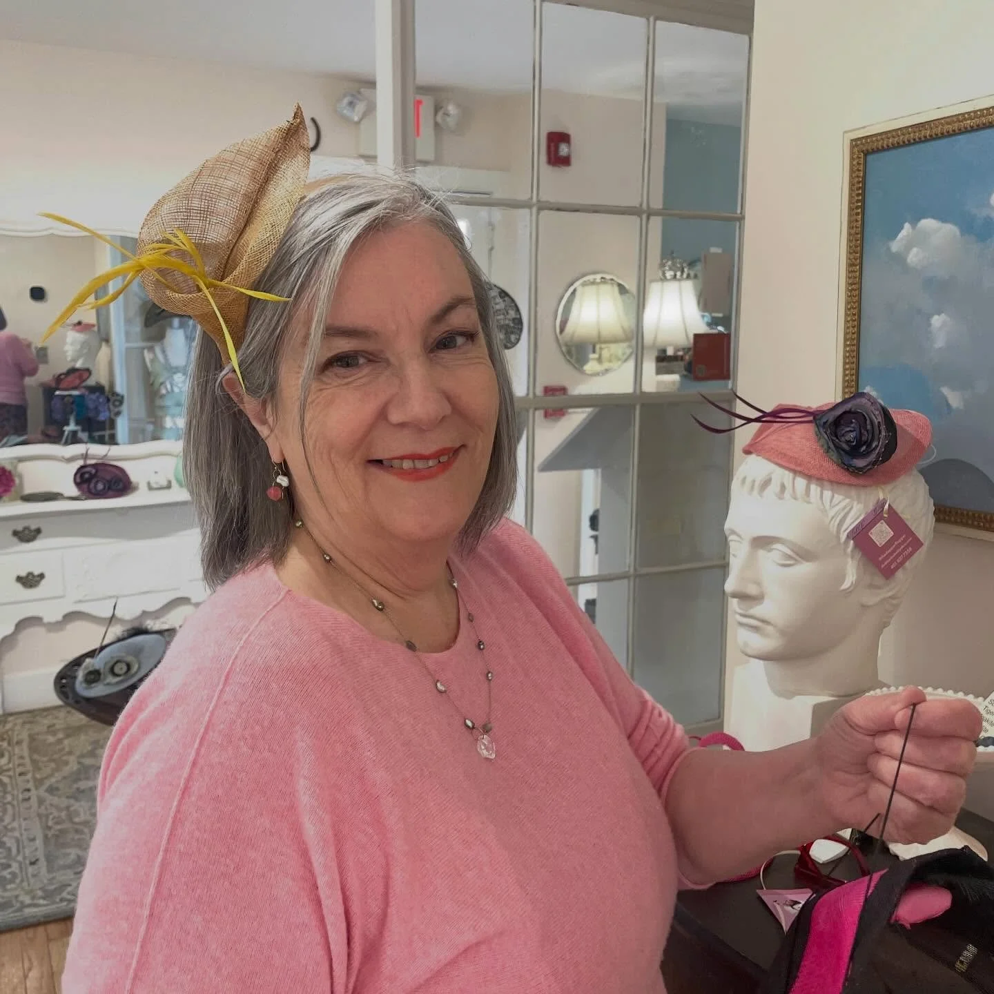 @thedapperflapper is here to style you with her fabulous collection of Fascinators, Headbands, Hairpins &amp; Hats! 12-4 today &amp; tomorrow (Sunday 4/19) 
Large selection, only a few shown here. Come see!