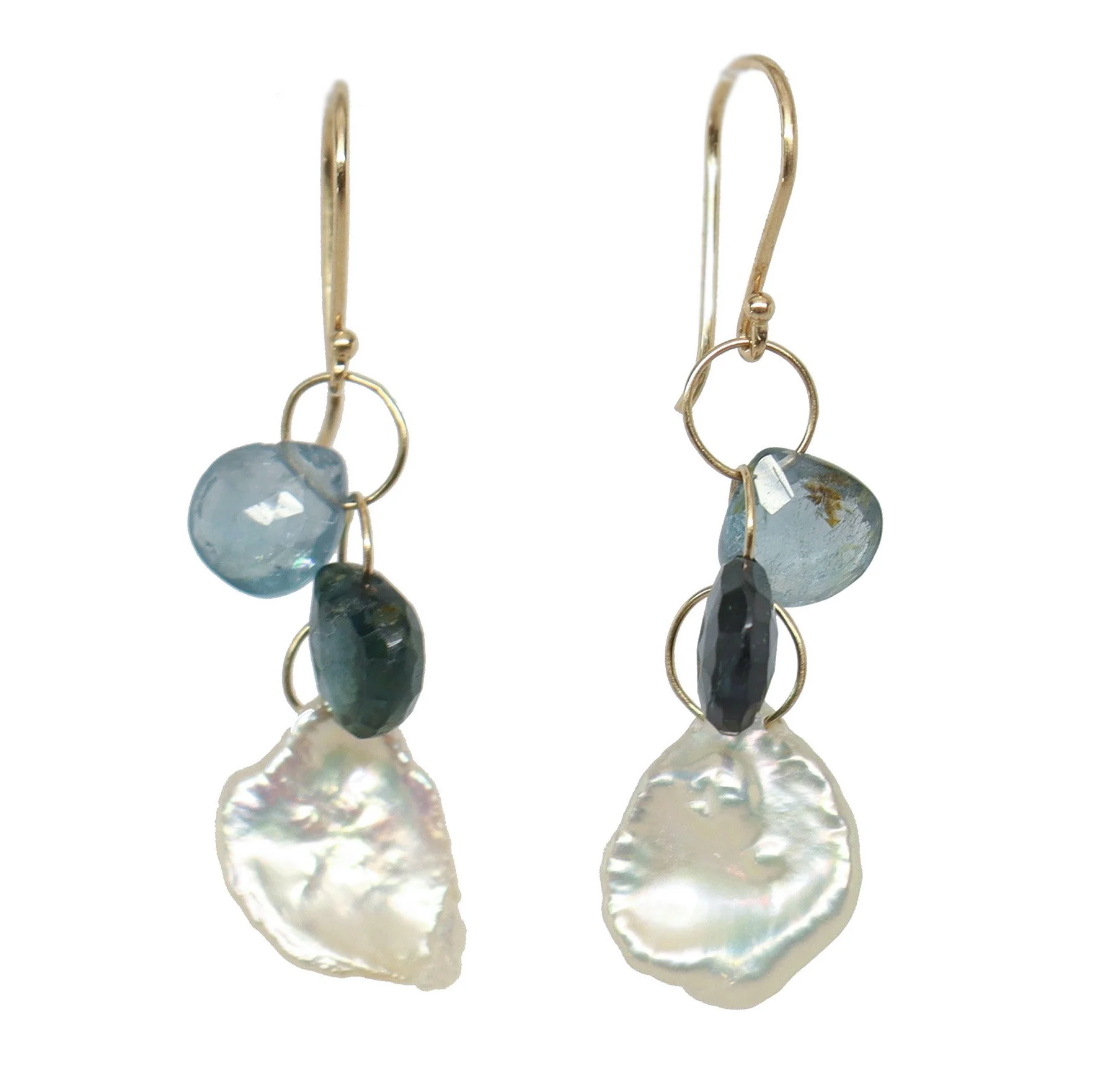 Tourmaline & Freshwater Keshi Pearl 3x Loop Earring