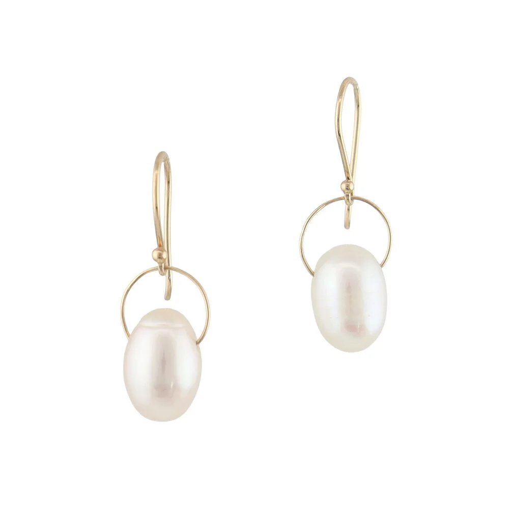 Freshwater White Pearl Single Loop Earring