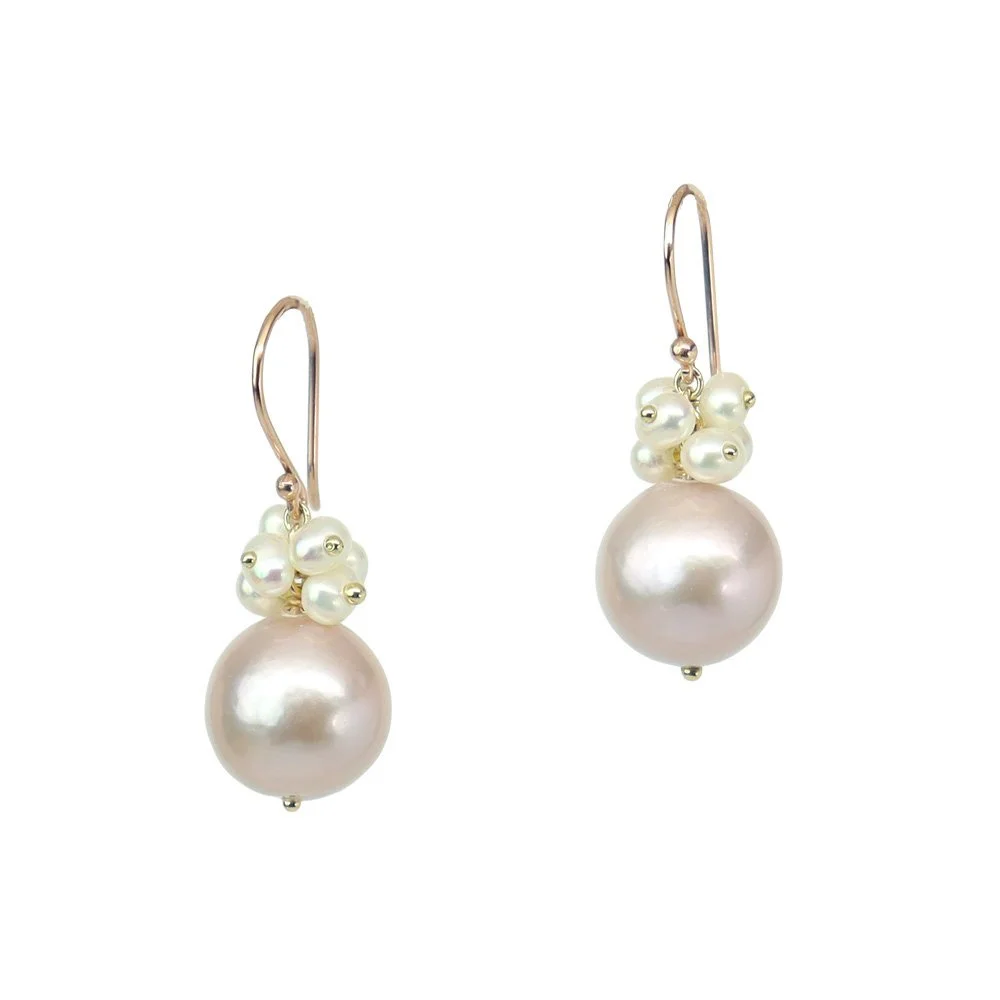 Freshwater Pink Pearl & Keshi Pearl Cluster Drop Earring