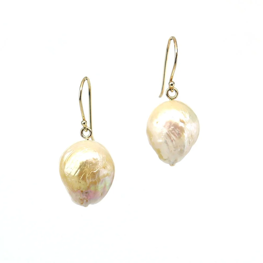 Freshwater White Baroque Pearl Beaded Drop Earring