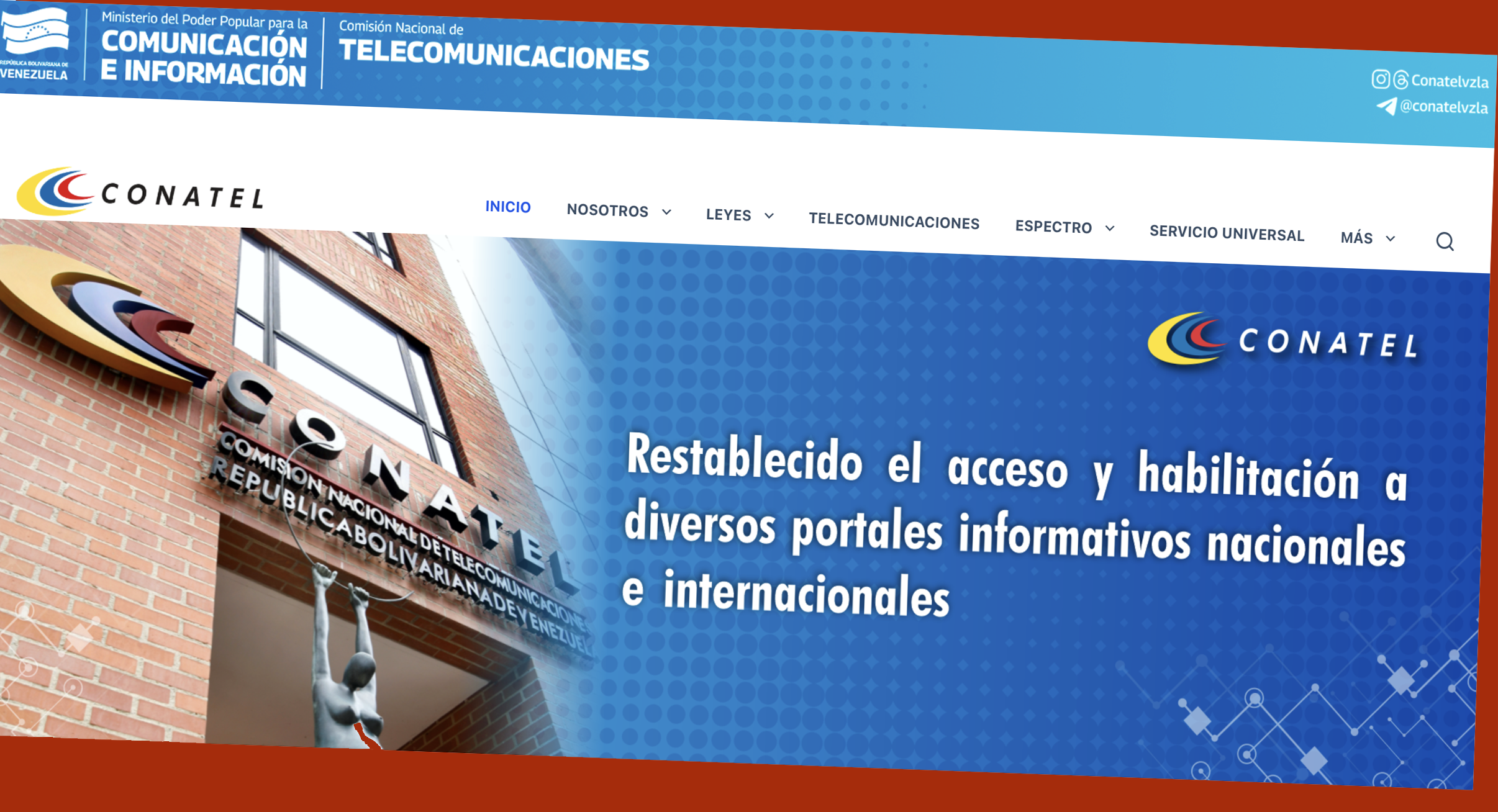 Conatel anuncia desbloqueo a varios portales informativos