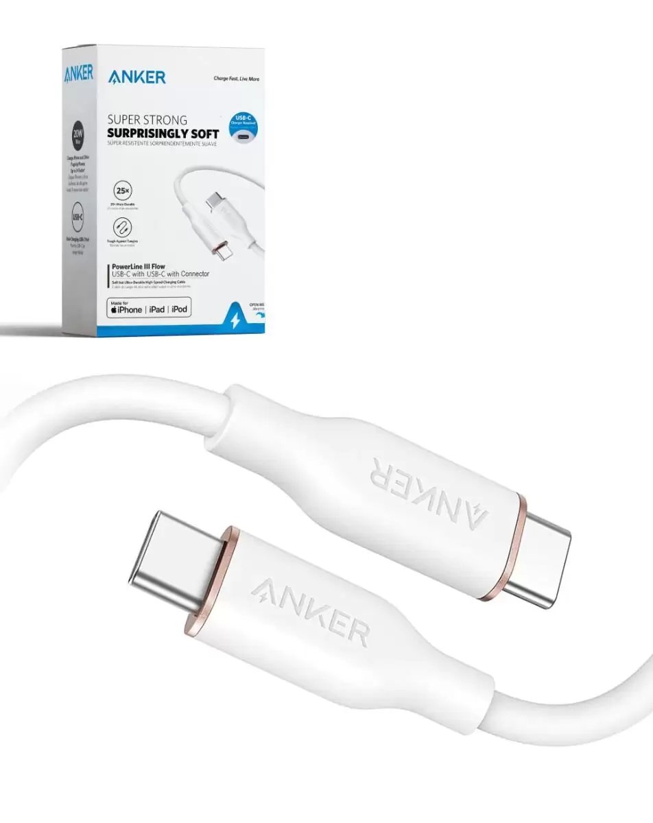 ANKER - Powerline III Flow 6' USB-C To USB-C Connector White — Repair