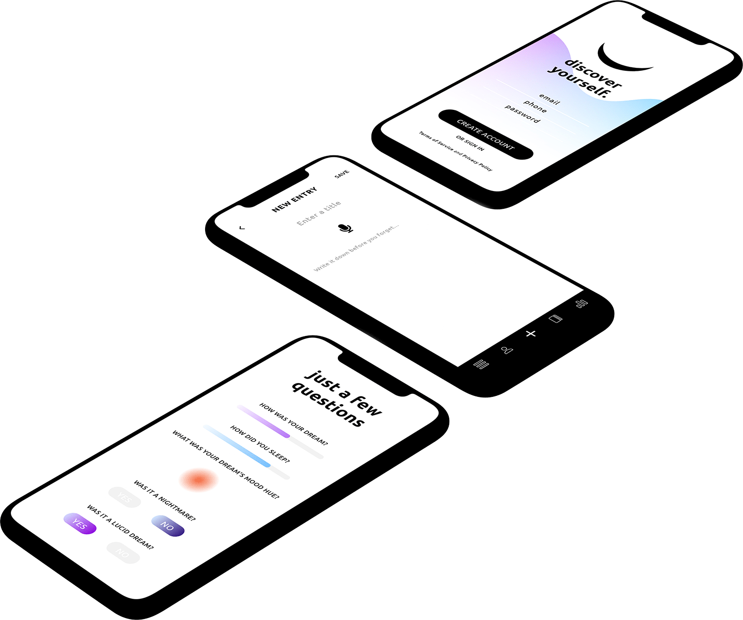 Louis Rakovich design work, RISD, UX UI, Dreamlike, dream journaling app