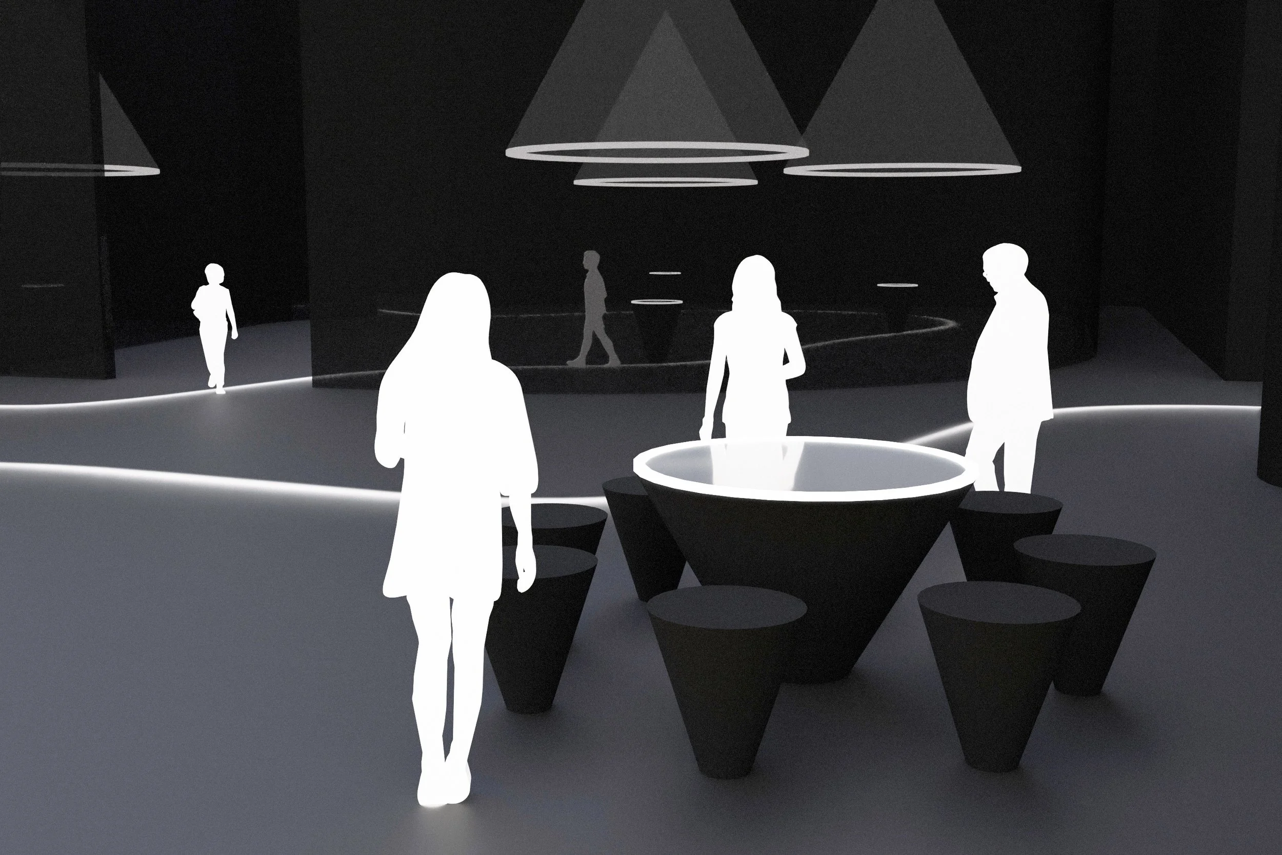 Mediums of Conjuring is a speculative exhibit on the junction of spiritualism, technology and art. Designed by Louis Rakovich at RISD (Rhode Island School of Design). Seance table.