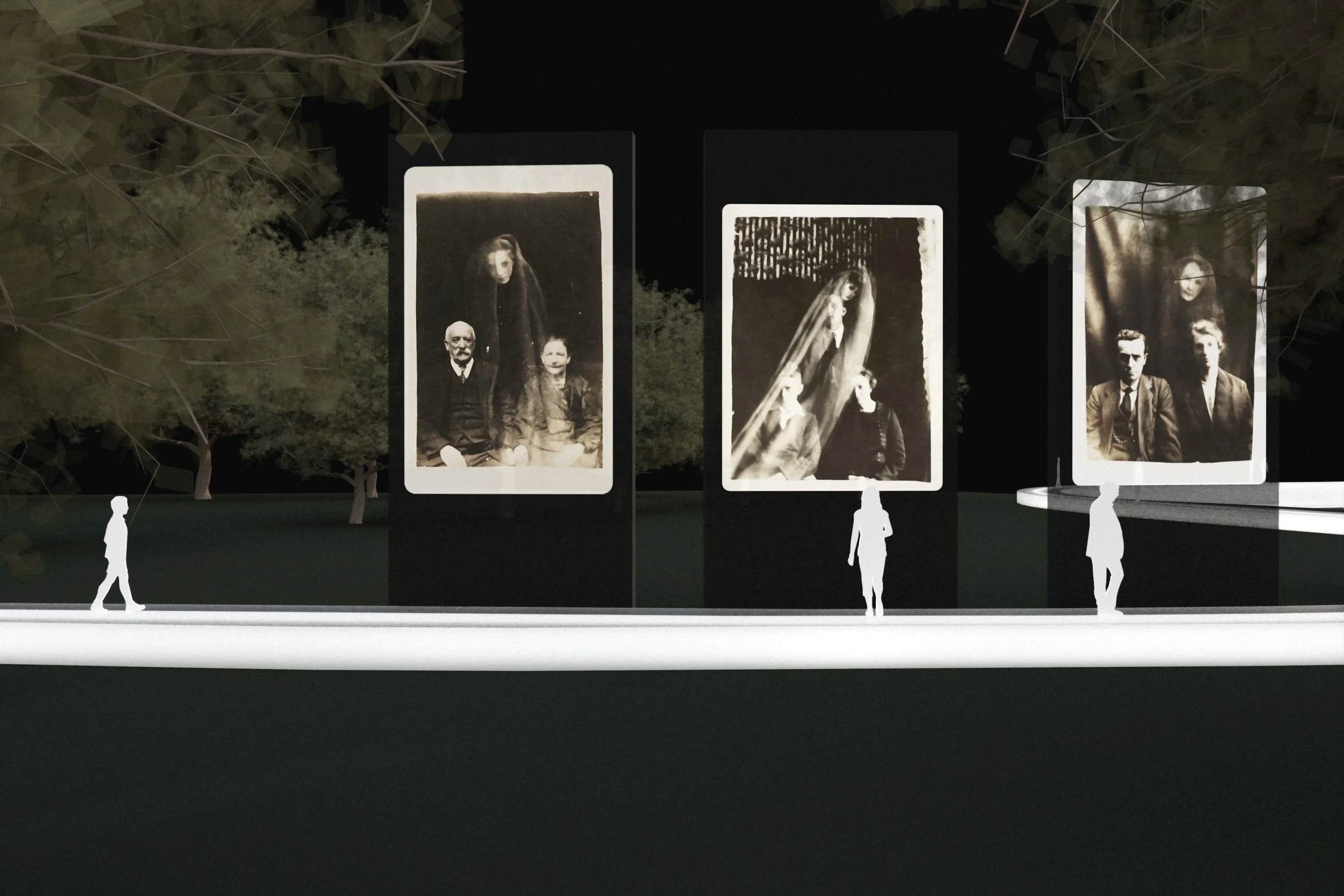 Mediums of Conjuring is a speculative exhibit on the junction of spiritualism, technology and art. Designed by Louis Rakovich at RISD (Rhode Island School of Design). Spirit photography, William Hope, seance.