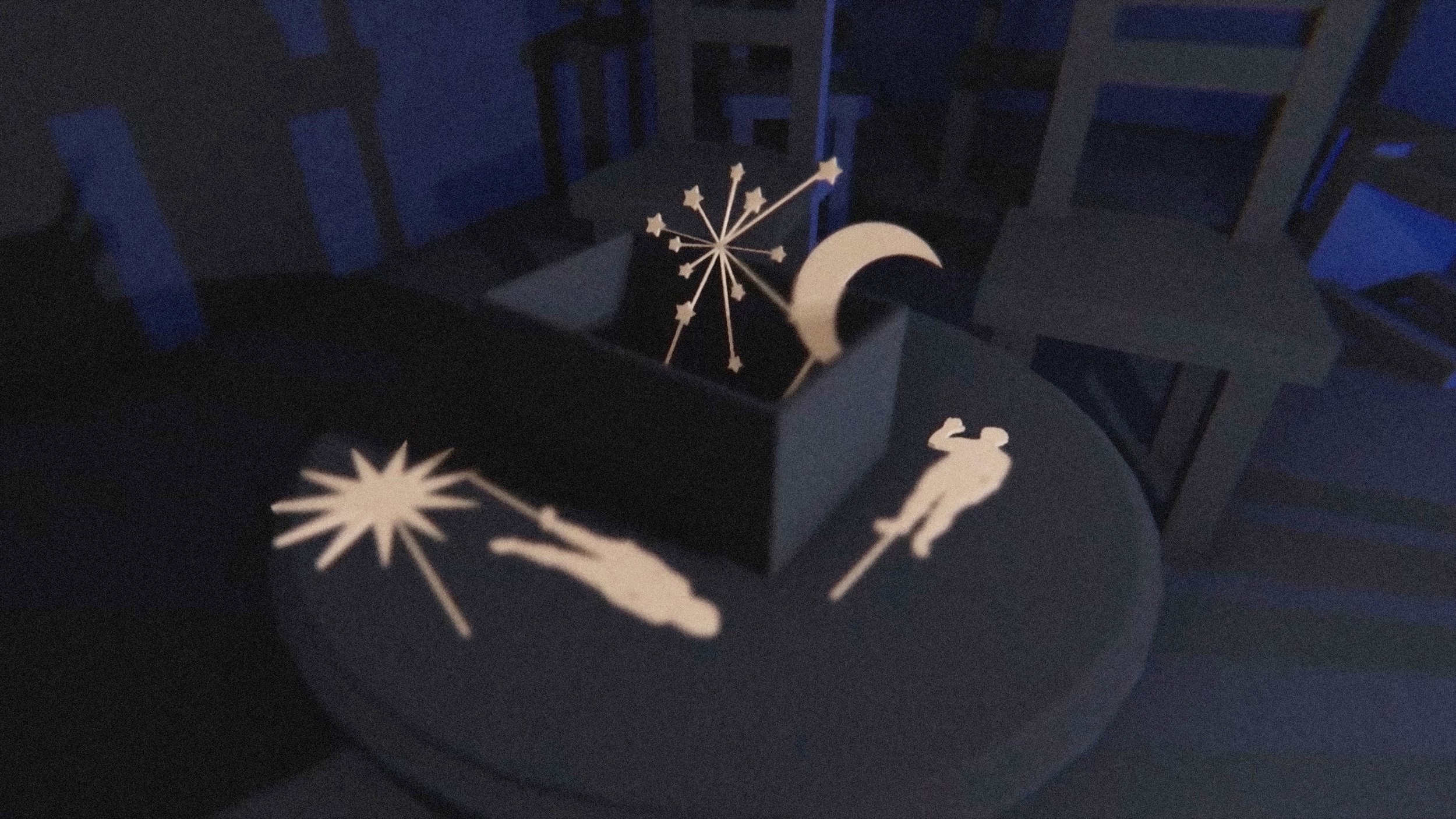 De-Creation Myths, virtual reality experience designed by Louis Rakovich, Unity, childhood, shadow puppets, pioneer plaque