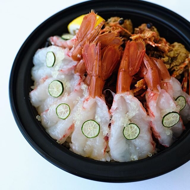 We are back with another weekly special: introducing our 🦐Amaebi Don🍚! Canadian spot prawns draped over a bed of sushi rice. We lightly season and deep fry the heads and finish it off with a ginger lime garnish. Availability will be limited on this