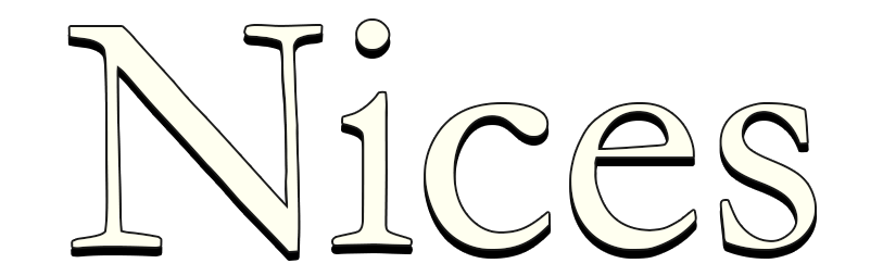 Stylized text "Nices" on a black background