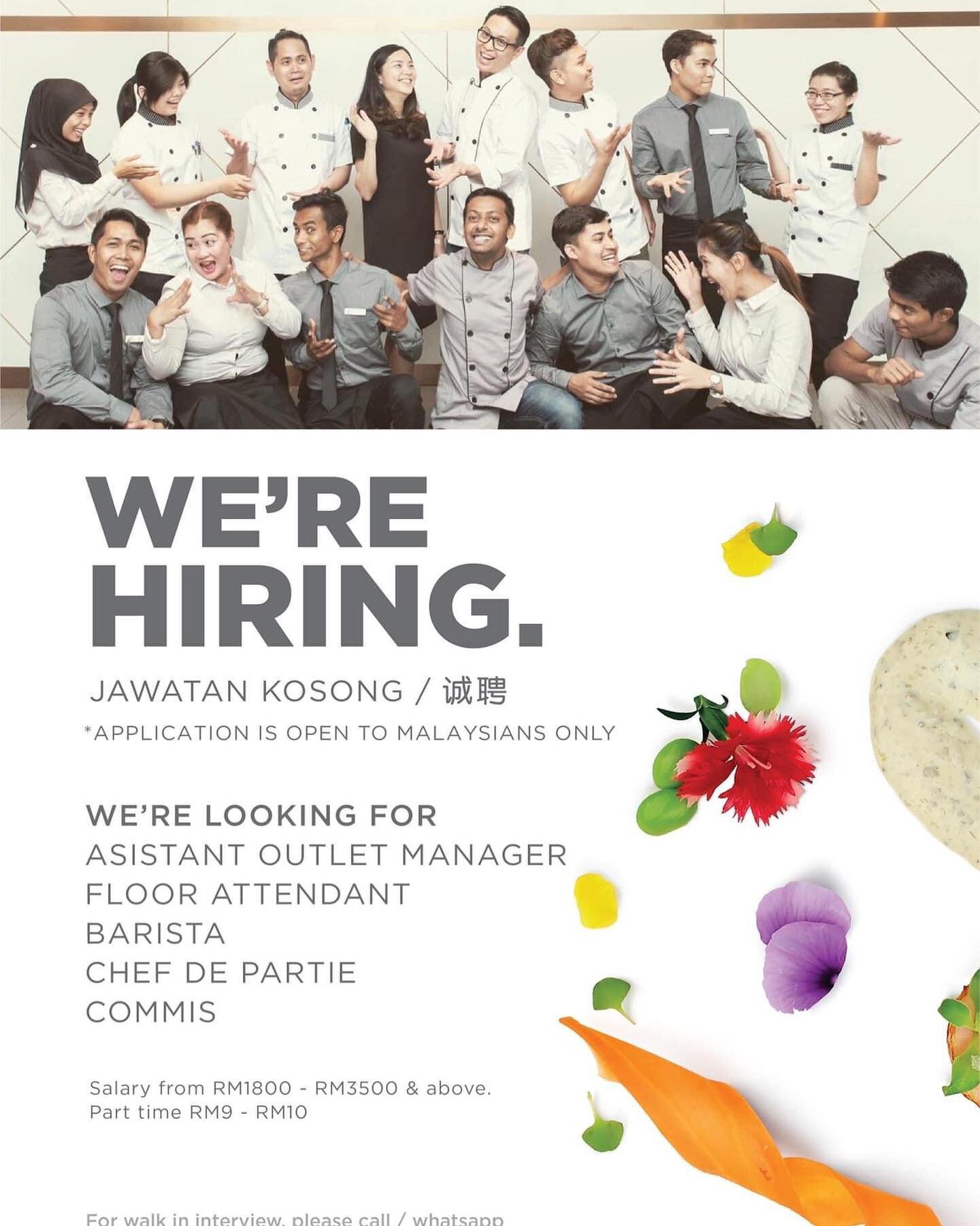 Join our team! If you&rsquo;re looking for a place to grow your skills and experience in the F&amp;B field, we&rsquo;re sure you will find a role here in Marco. Basic knowledge and skills are required for some positions, but most importantly we&rsquo