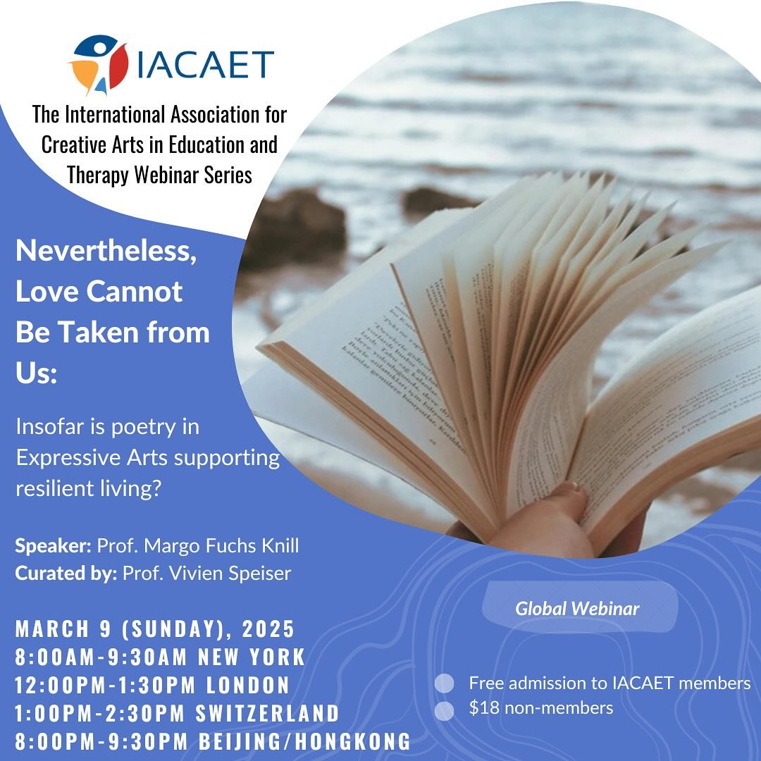 We are honored to have Prof. Margo Fuchs Knill for our forthcoming webinar on poetry and healing together with Prof. Vivien Speiser as the curator. Register now!

For further information and registration:
https://www.iacaet.org/.../nevertheless-love-