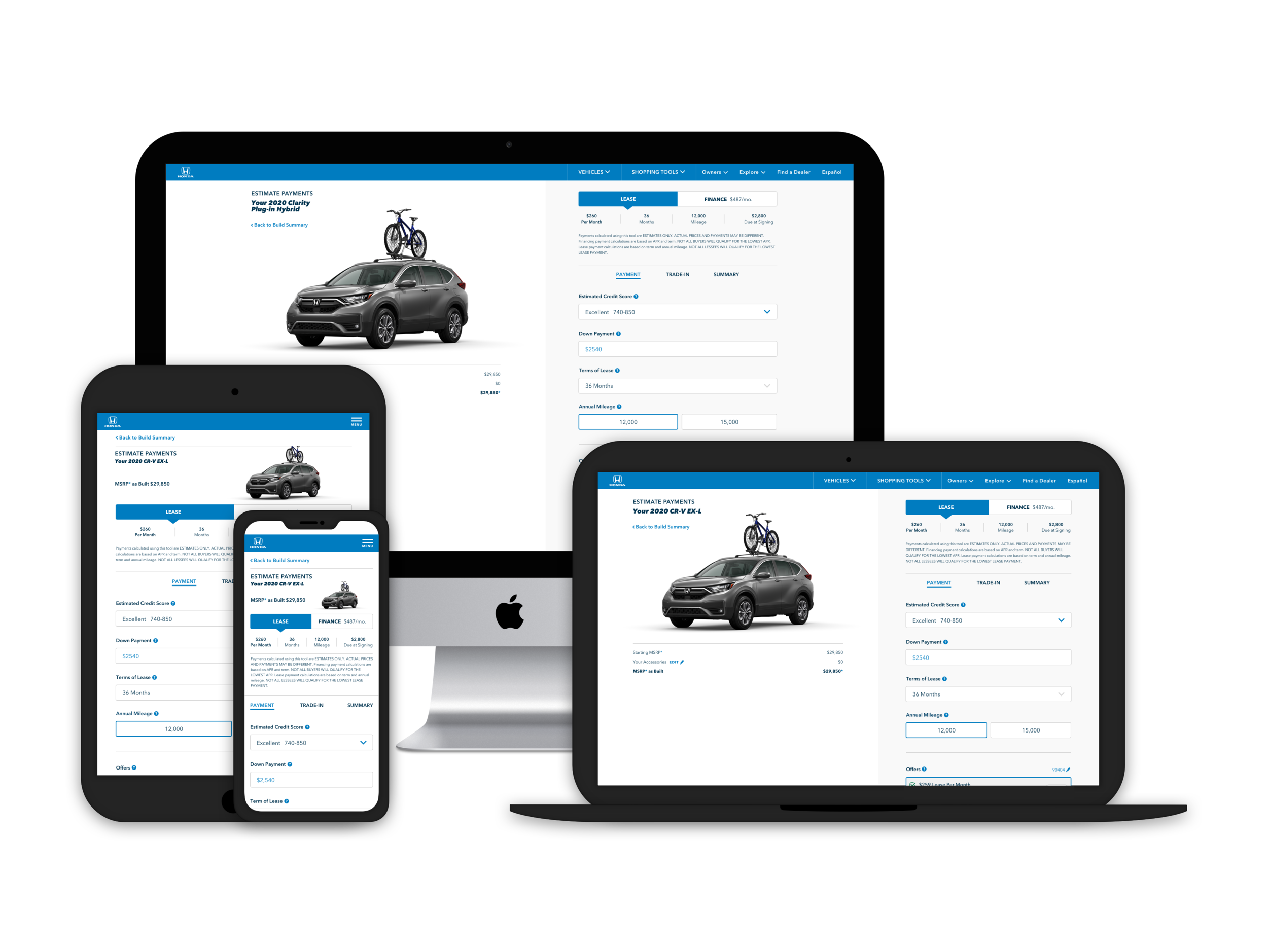 Honda Automobiles - Payment Estimator Tool Redesign