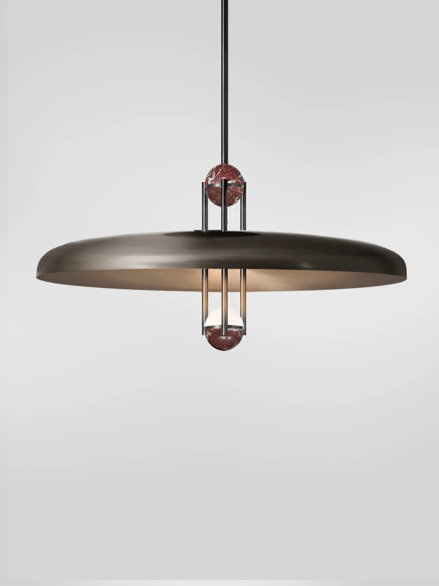 Marc Wood, Apollo pendant light, brass marble, cut out.jpg