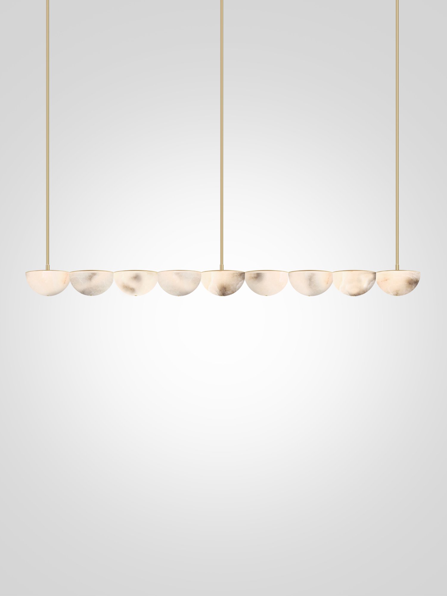 Marc Wood, Hemisphere linear large chandelier, brass alabaster, cut out.jpg