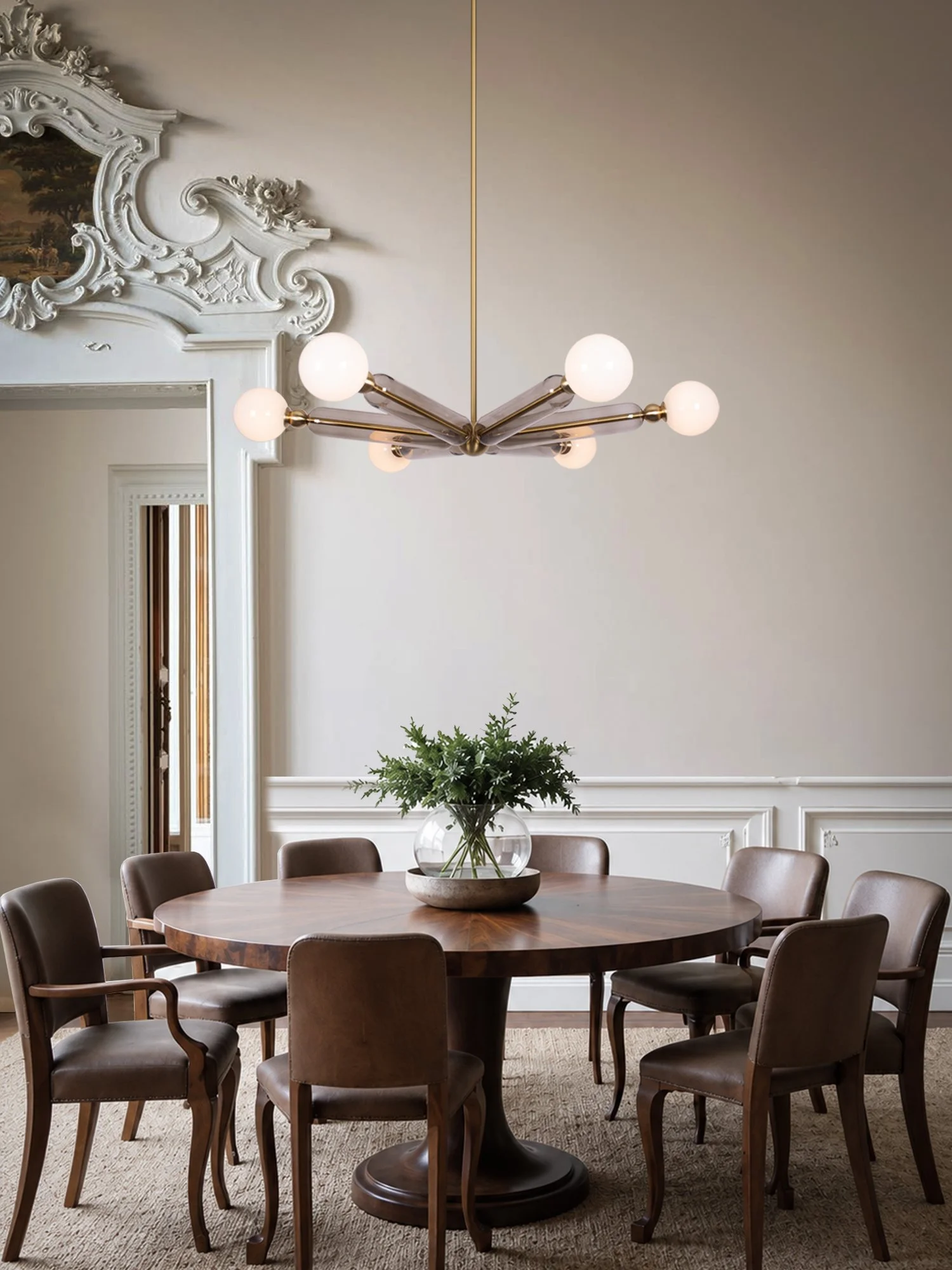 Case circular chandelier, luxury lighting, brass glass, Marc Wood 1.jpg