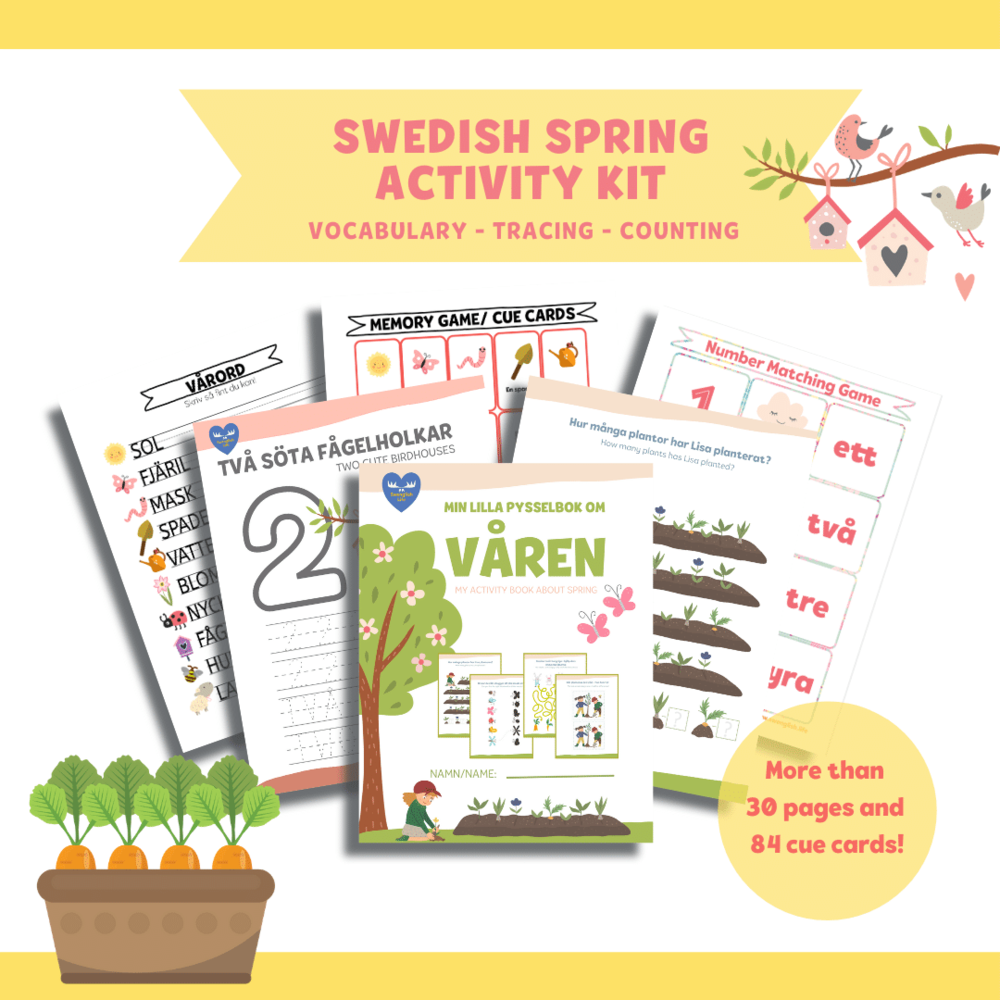 Swedish Spring: Writing and Counting Activity PDF Bundle (ages 3+)