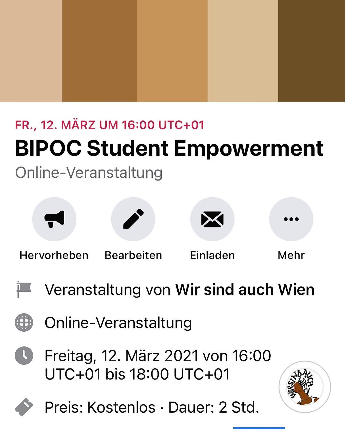 IT'S TIME AGAIN FOR SOME BIPOC STUDENT EMPOWERMENT, DONT YOU THINK?

Dieses Thema ist uns insbesondere wichtig, weil wir uns in einer wei&szlig;en Institution, wie sie es die Universit&auml;t Wien historisch und aktuell ist, zusammenschliessen und be